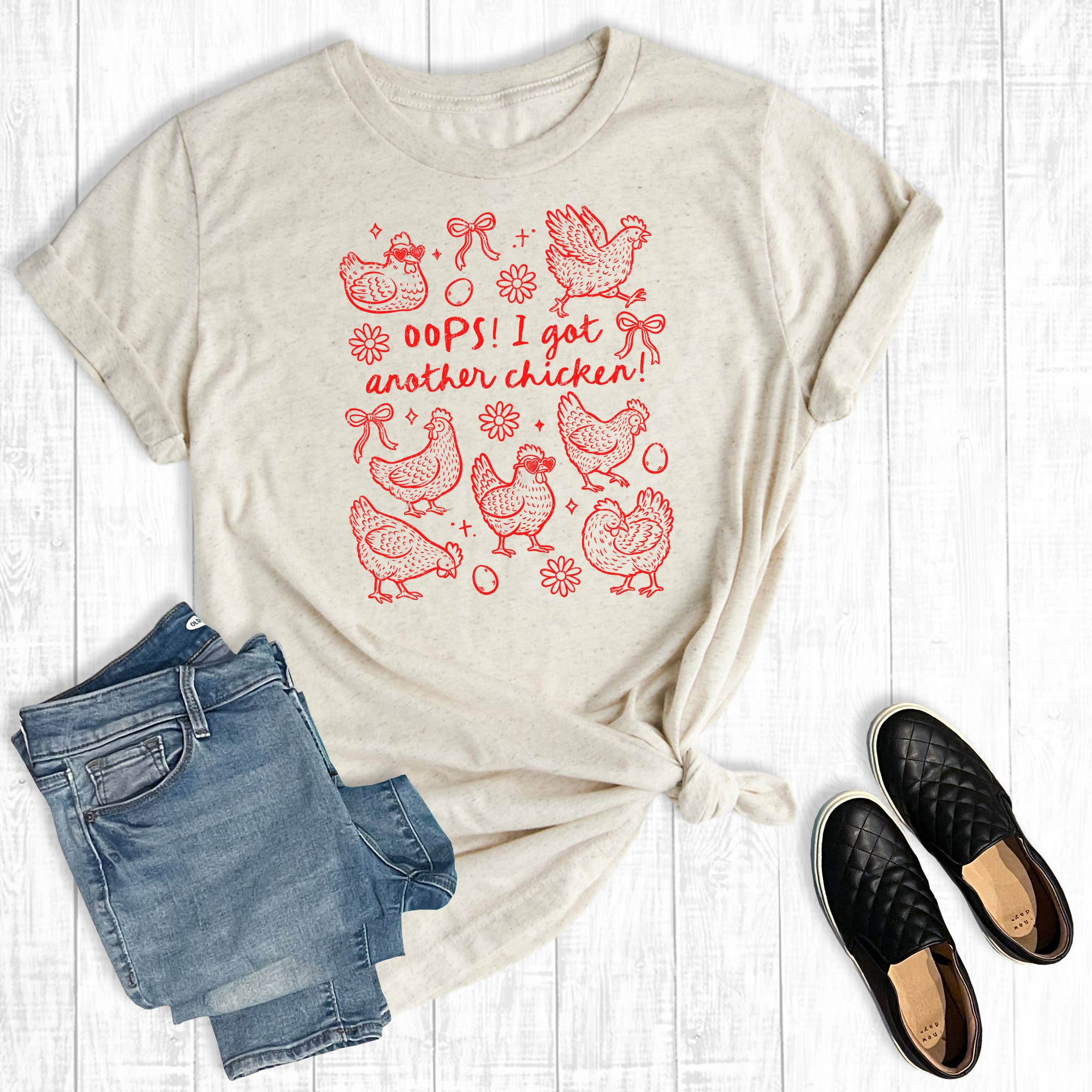 Funny Western Oops I Got Another Chicken Graphic Tee Hoodie, Sweatshirt | PodTeesHub.com