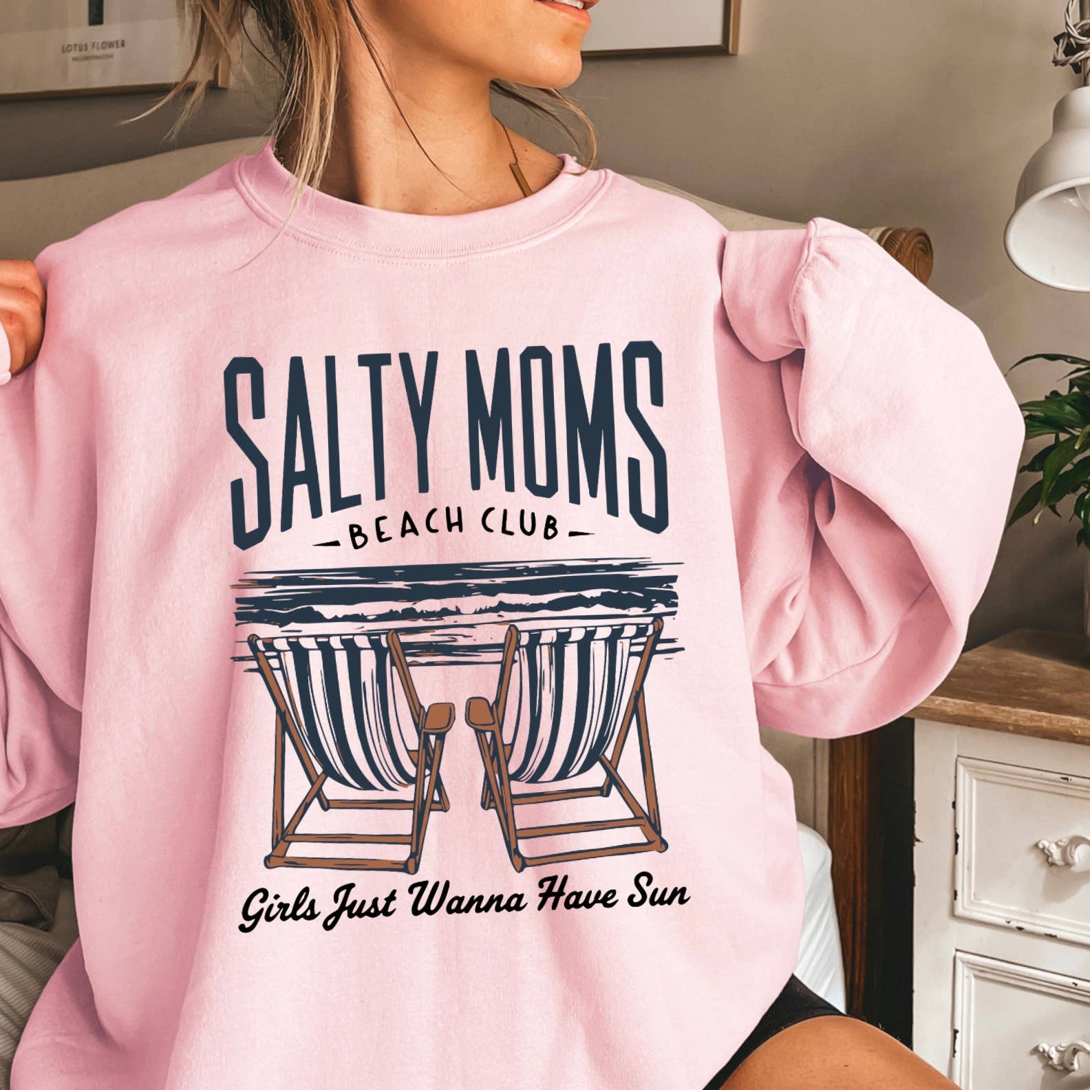 Salty Mom’S Beach Club  Women’S Graphic Sweatshirt T-Shirts, Hoodie | PodTeesHub.com