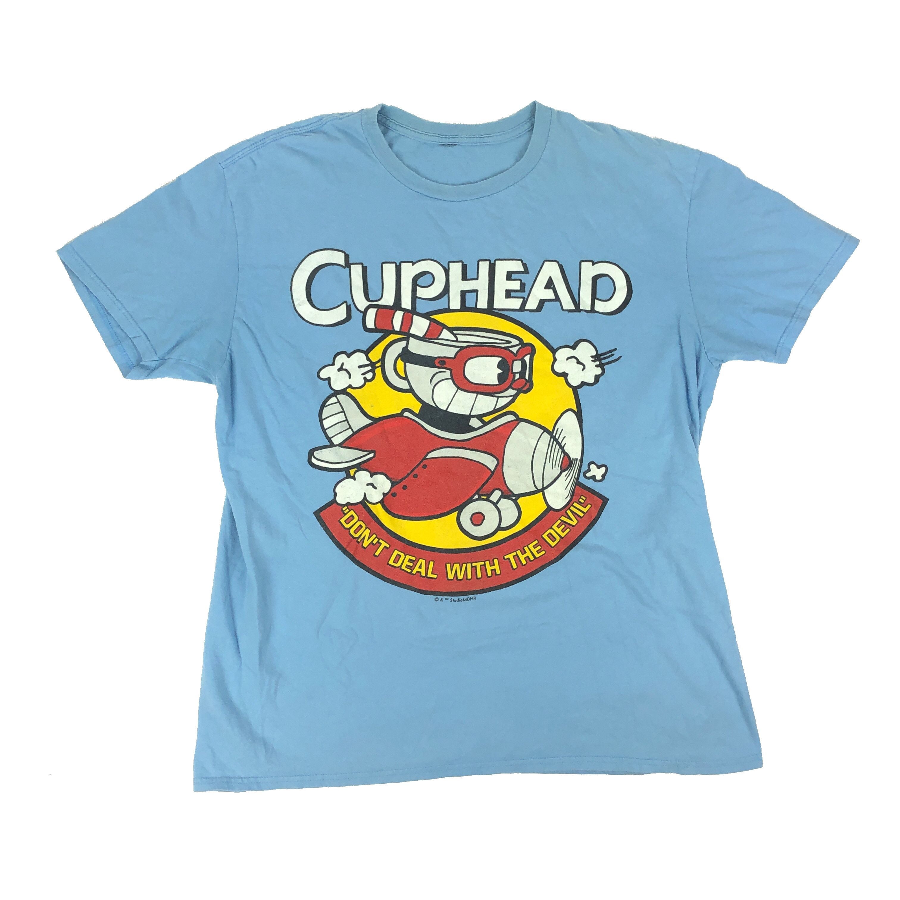 Vintage Cuphead Don T Deal With The Devil Video Game Blue Shirt Hoodie, Sweatshirt | PodTeesHub.com