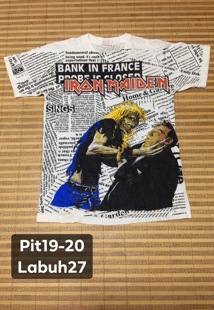 Iron Maiden X Vintage Vintage 90s Iron Maiden Newspaper Fullprint T-Shirts, Hoodie, Sweatshirt | PodTeesHub.com