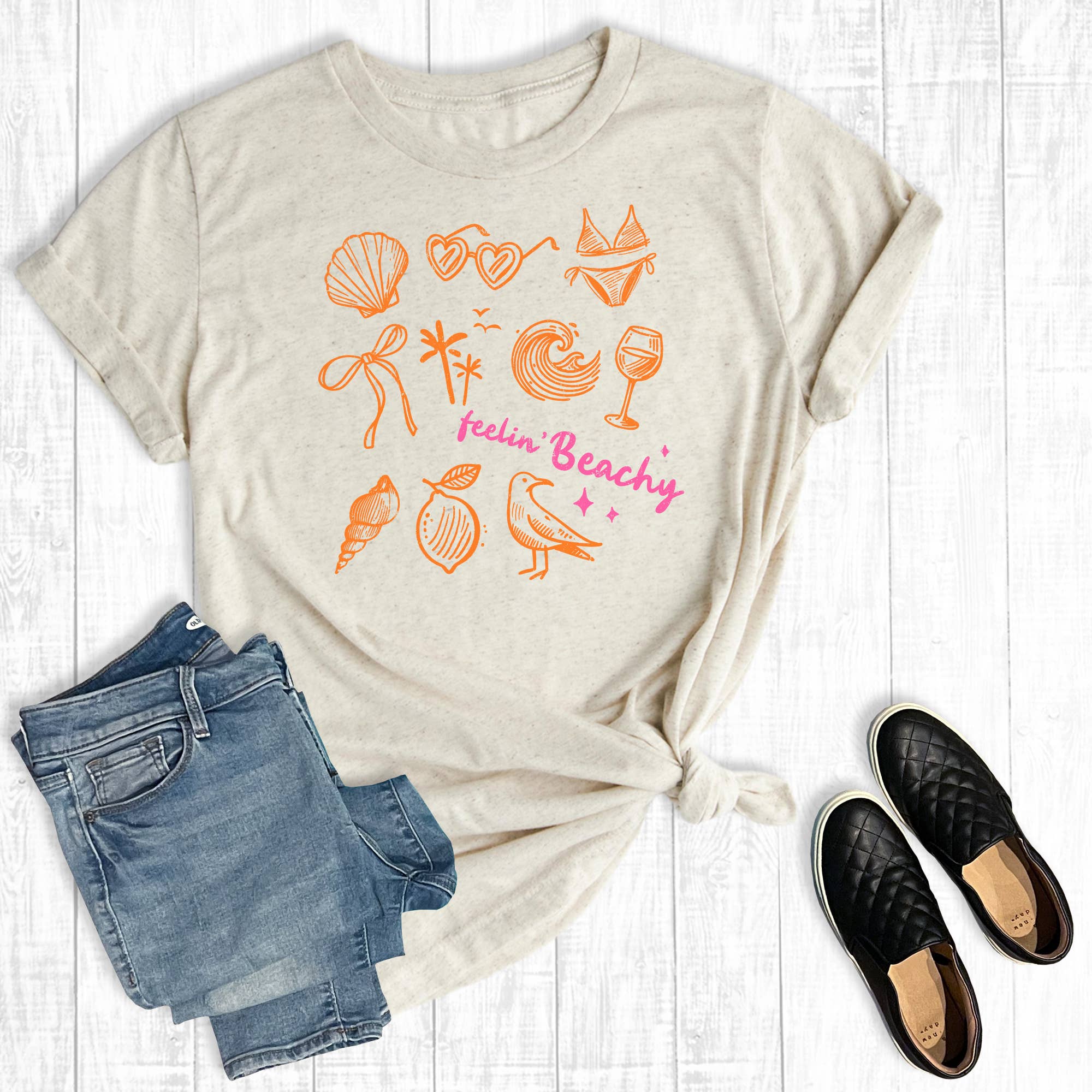Summer Feelin' Beachy Graphic Tee Hoodie, Sweatshirt | PodTeesHub.com
