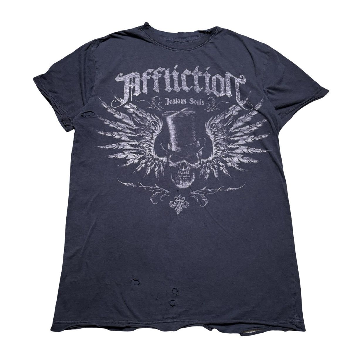 Y2k Affliction Thrashed Jealous Souls T Shirt S Grunge Hoodie, Sweatshirt | PodTeesHub.com