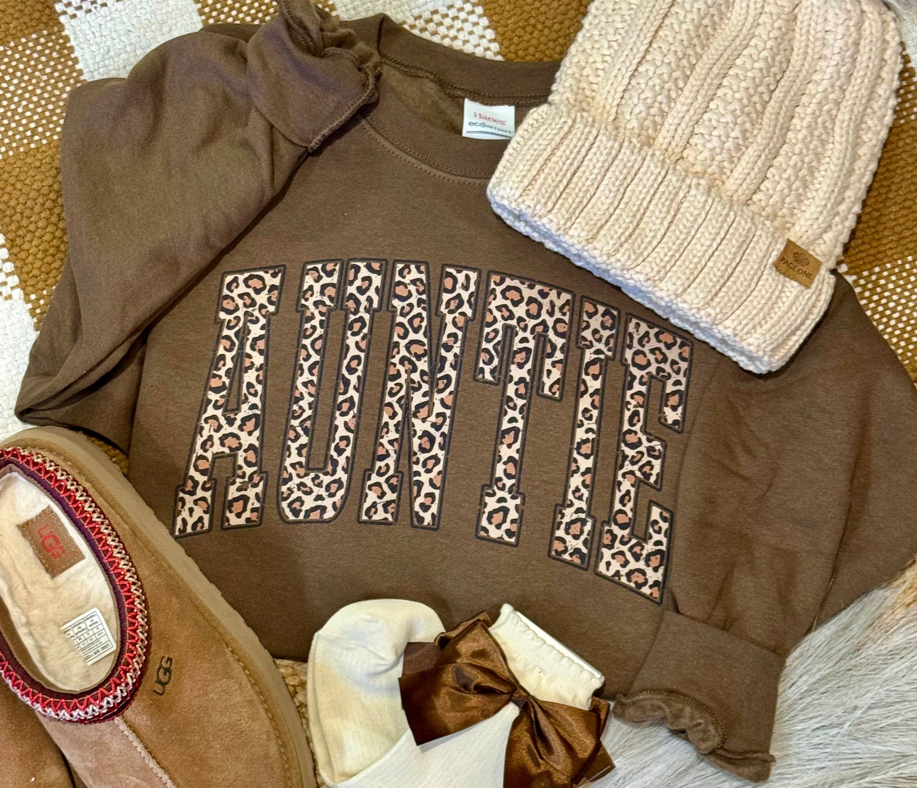 Auntie Leopard Name Sweatshirt T-Shirts, Hoodie | PodTeesHub.com