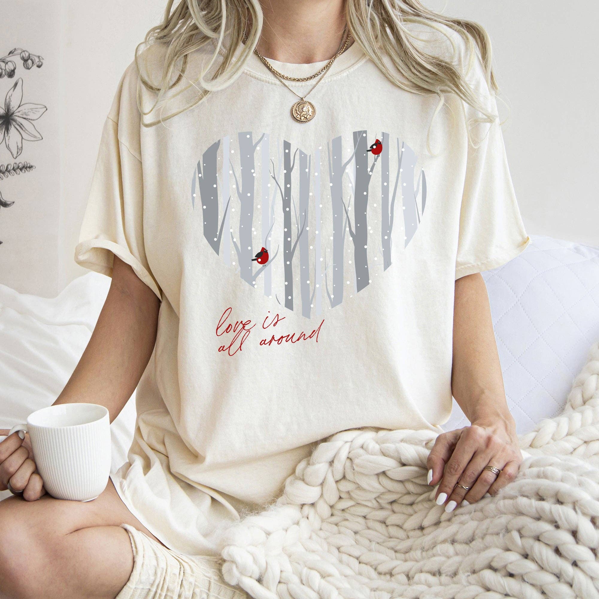 Comfort Colors Tshirt, Winter Forest, Valentine's Day Hoodie, Sweatshirt | PodTeesHub.com
