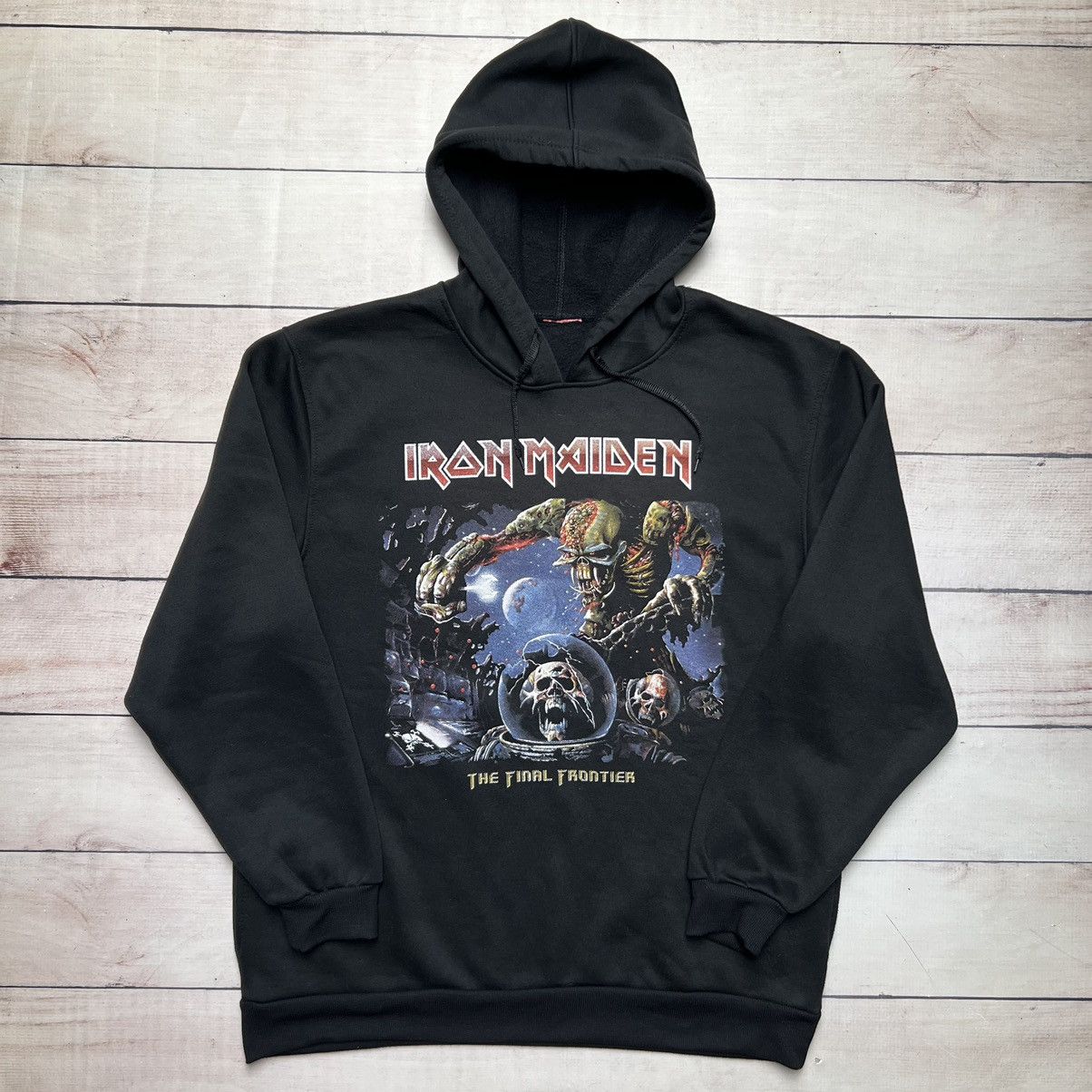 Iron Maiden X Vintage Iron Maiden Hoodie Vintage 90s Full Print Rare Black Retro T-Shirts, Sweatshirt | PodTeesHub.com