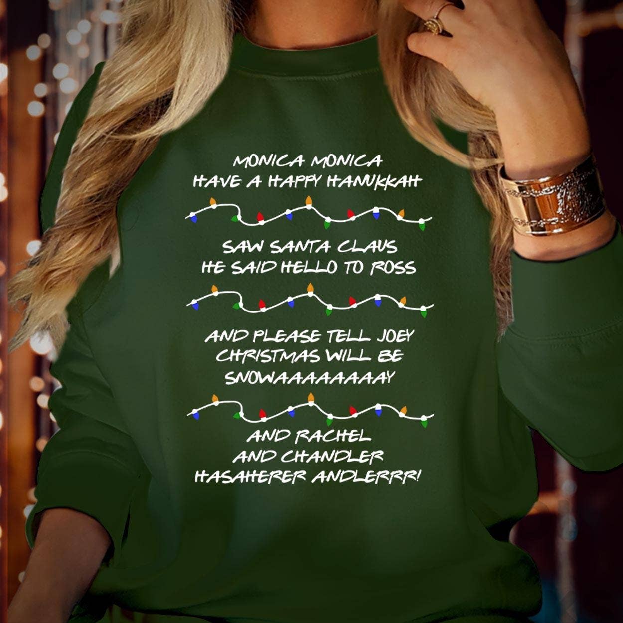 Monica Happy Hanukkah Christmas Sweater Funny Friends Gift T-Shirts, Hoodie, Sweatshirt | PodTeesHub.com
