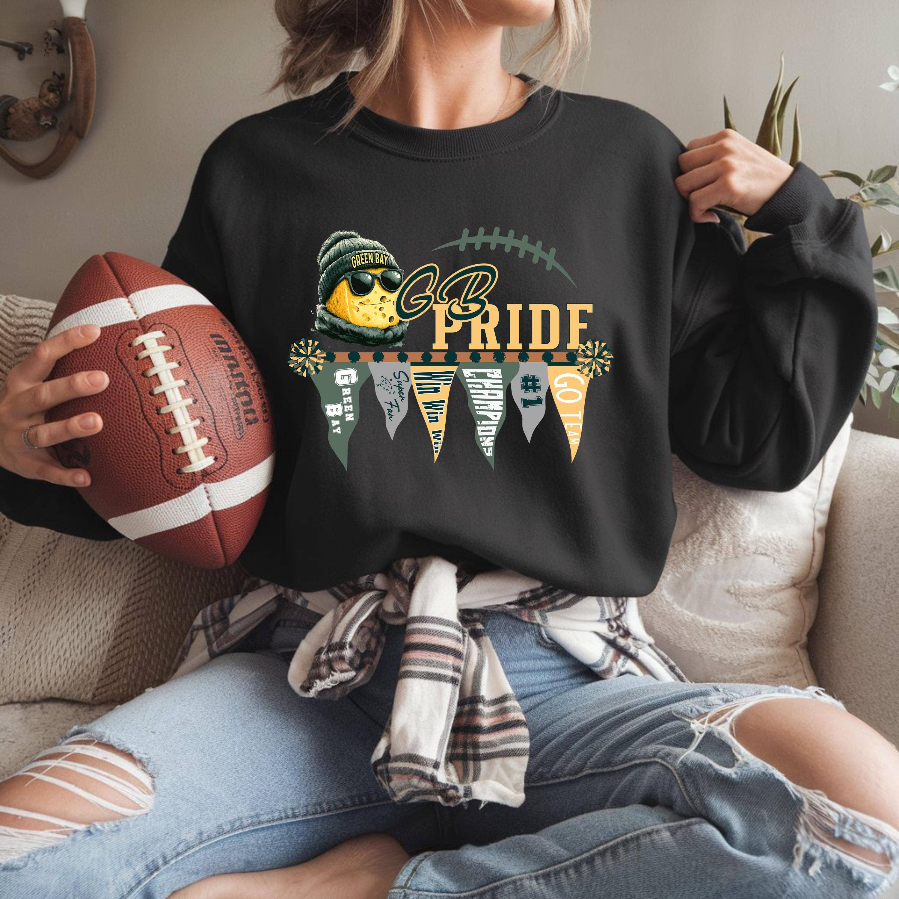 Green Bay Cheesehead Football Sweatshirt & Pennant Flag T-Shirts, Hoodie | PodTeesHub.com