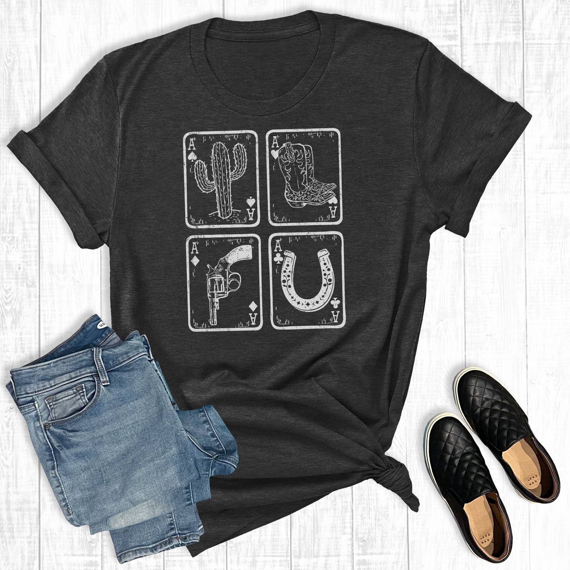 Western Cowboy Ace of Hearts Playing Cards Graphic Tee Hoodie, Sweatshirt | PodTeesHub.com