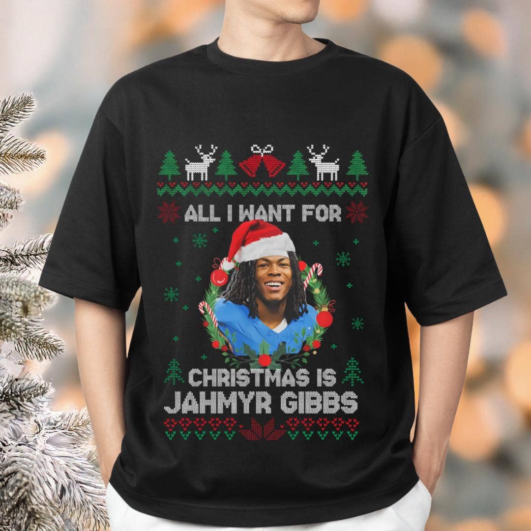 All I Want For Christmas Is Jahmyr Gibbs Football T-Shirt Hoodie, Sweatshirt | PodTeesHub.com