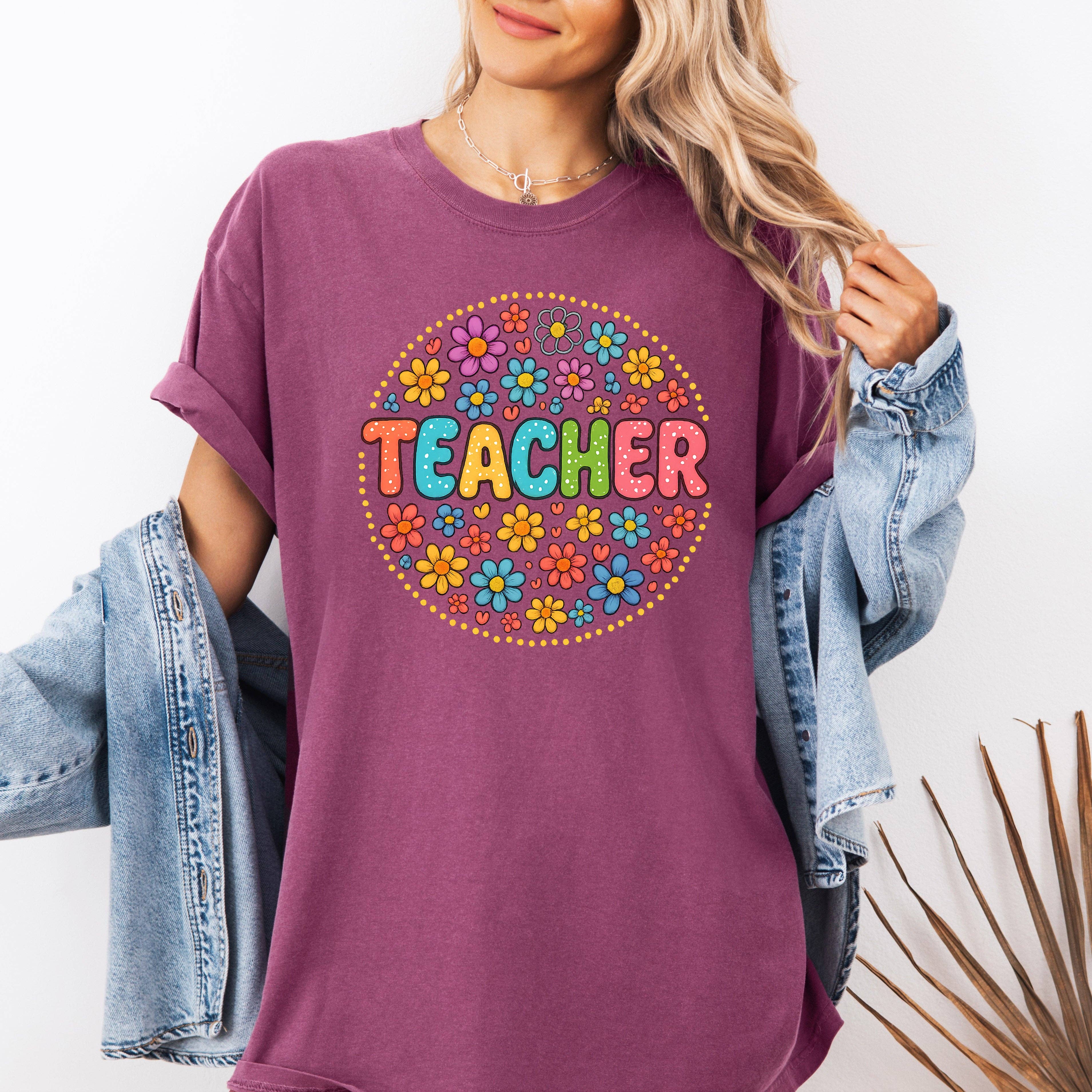 Teacher, Floral, Retro, Back To School, T-Shirt Hoodie, Sweatshirt | PodTeesHub.com