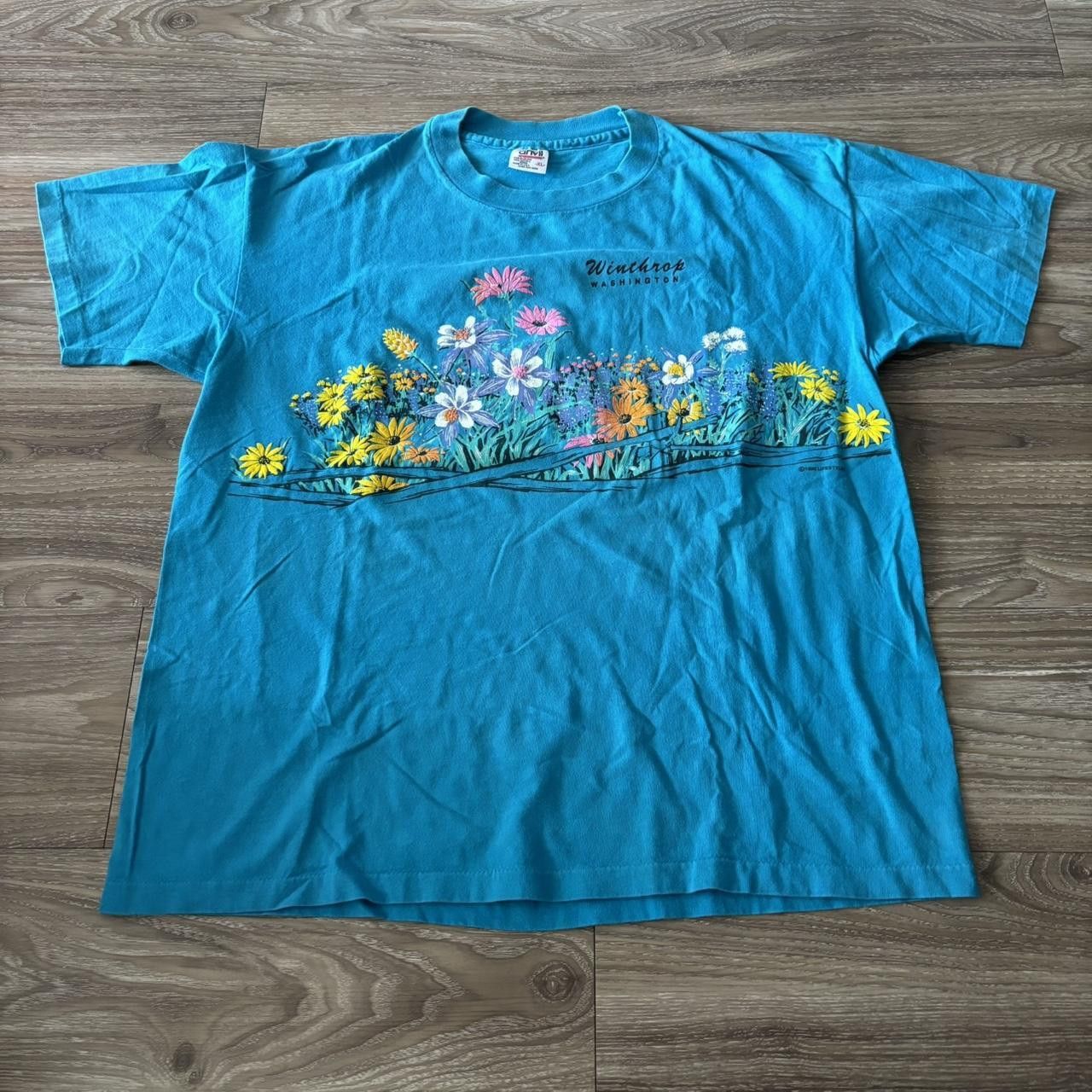 Crazy Vintage 90s Flower Garden Wrap Around Graphic Tee Size Xl Hoodie, Sweatshirt | PodTeesHub.com