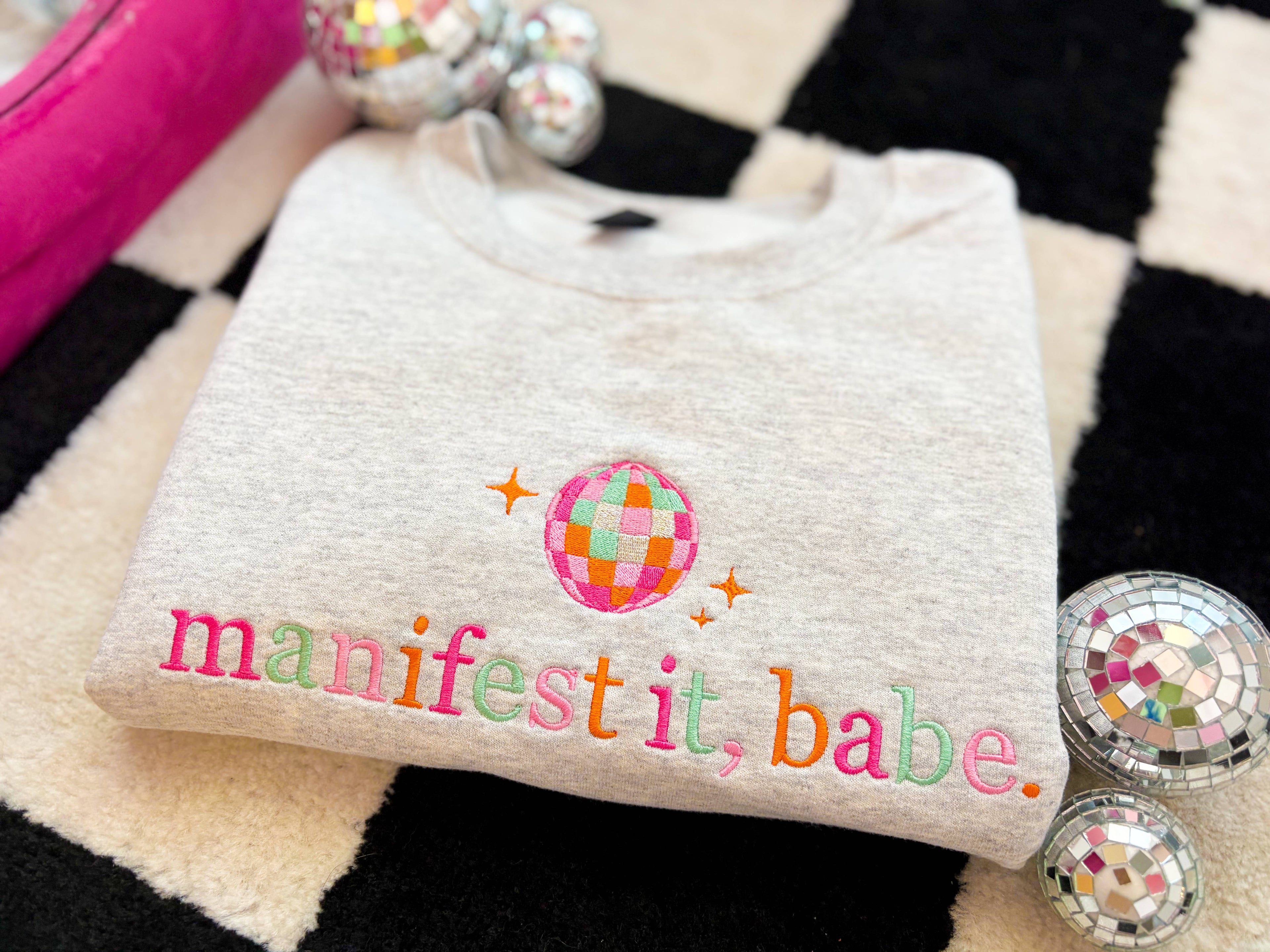 Manifest It Babe Embroidered Crewneck Sweatshirt | Trendy T-Shirts, Hoodie | PodTeesHub.com
