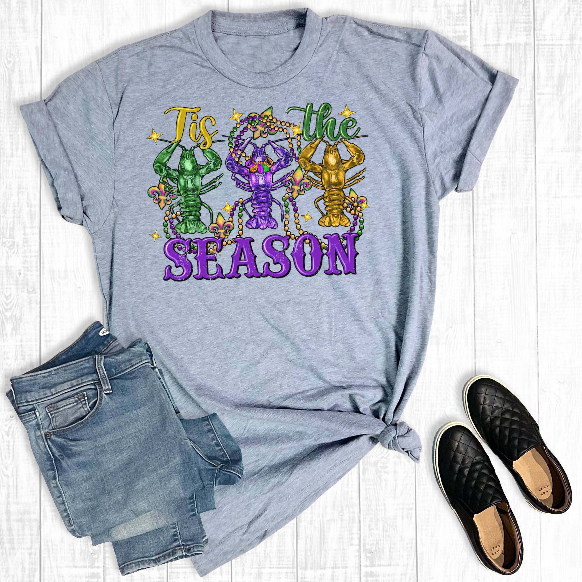 Mardi Gras Crawfish Tis the Season Graphic Tee Hoodie, Sweatshirt | PodTeesHub.com