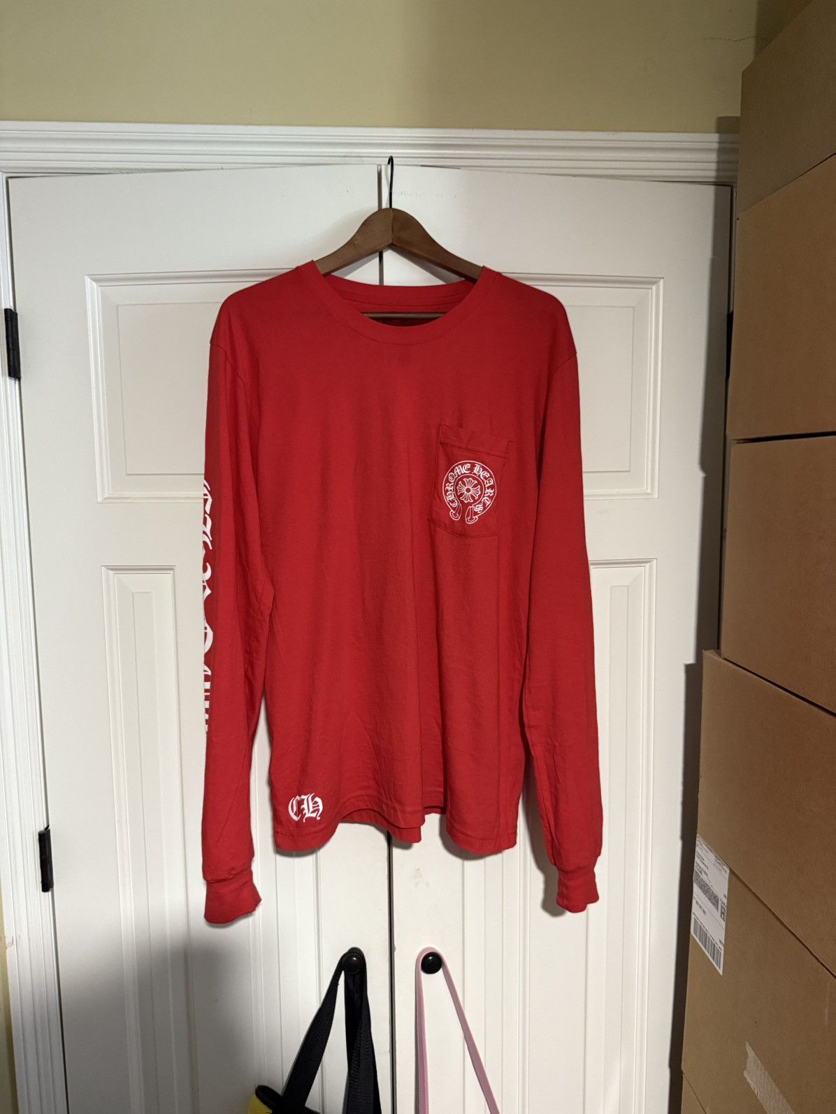 Hearts Chrome Hearts Red Scroll Logo Longsleeve T Shirt Hoodie, Sweatshirt | PodTeesHub.com