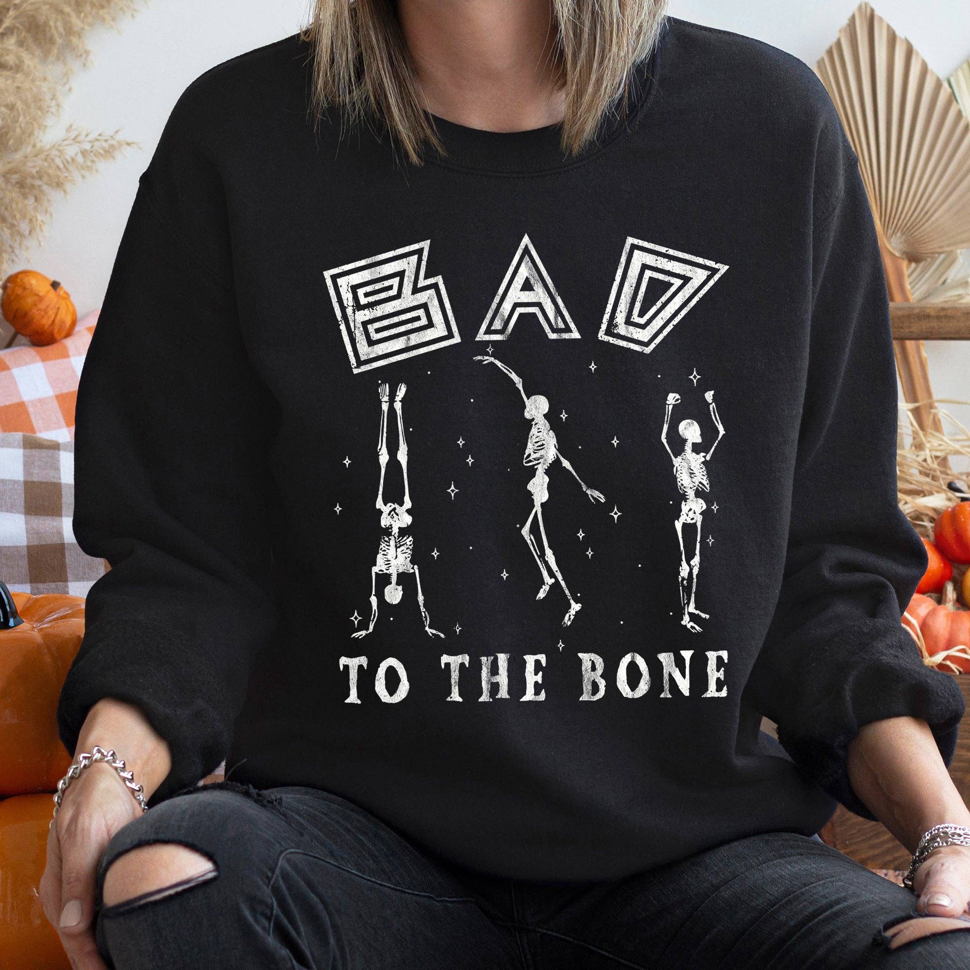 Bad To the Bone Vintage Halloween Sweatshirt T-Shirts, Hoodie | PodTeesHub.com