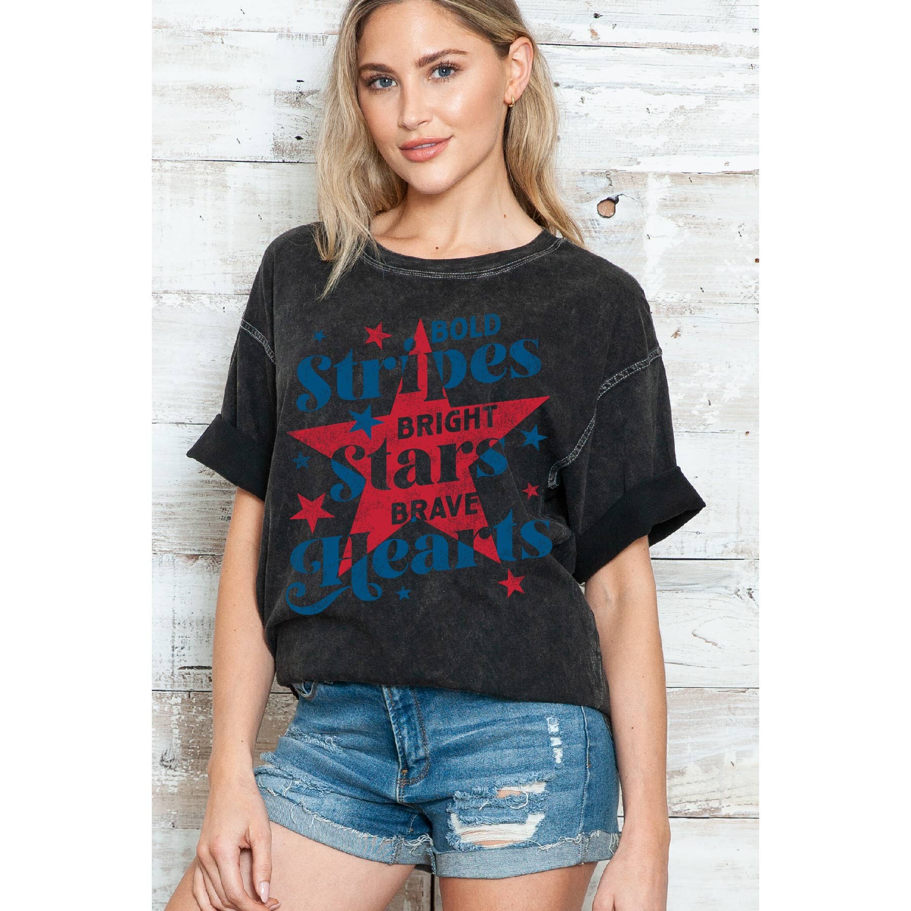 4th of July Bright Star Heart Oversize Mineral Wash T Shirt Hoodie, Sweatshirt | PodTeesHub.com