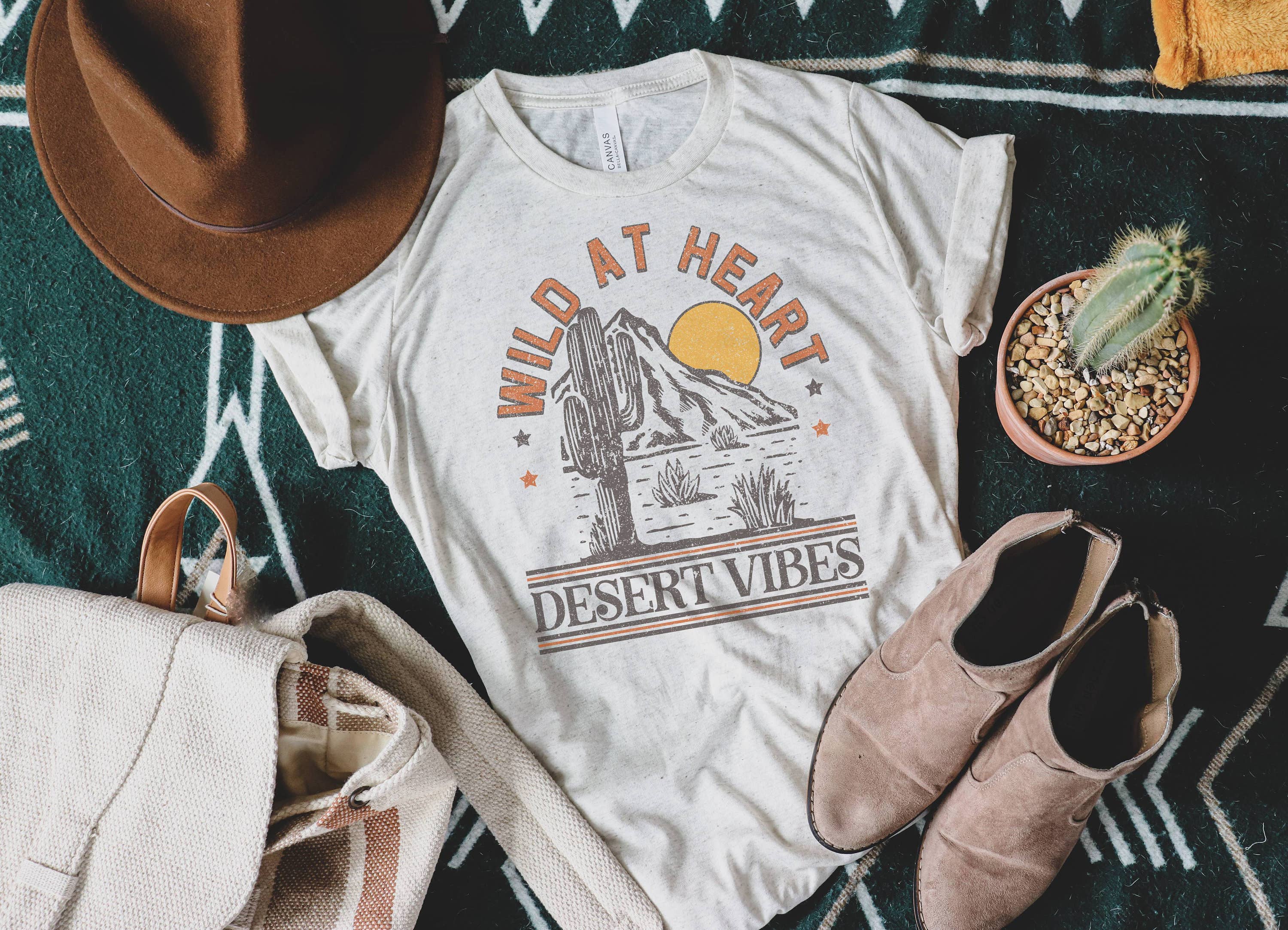 Retro Desert Graphic Tee | Desert Vibes Tee Hoodie, Sweatshirt | PodTeesHub.com