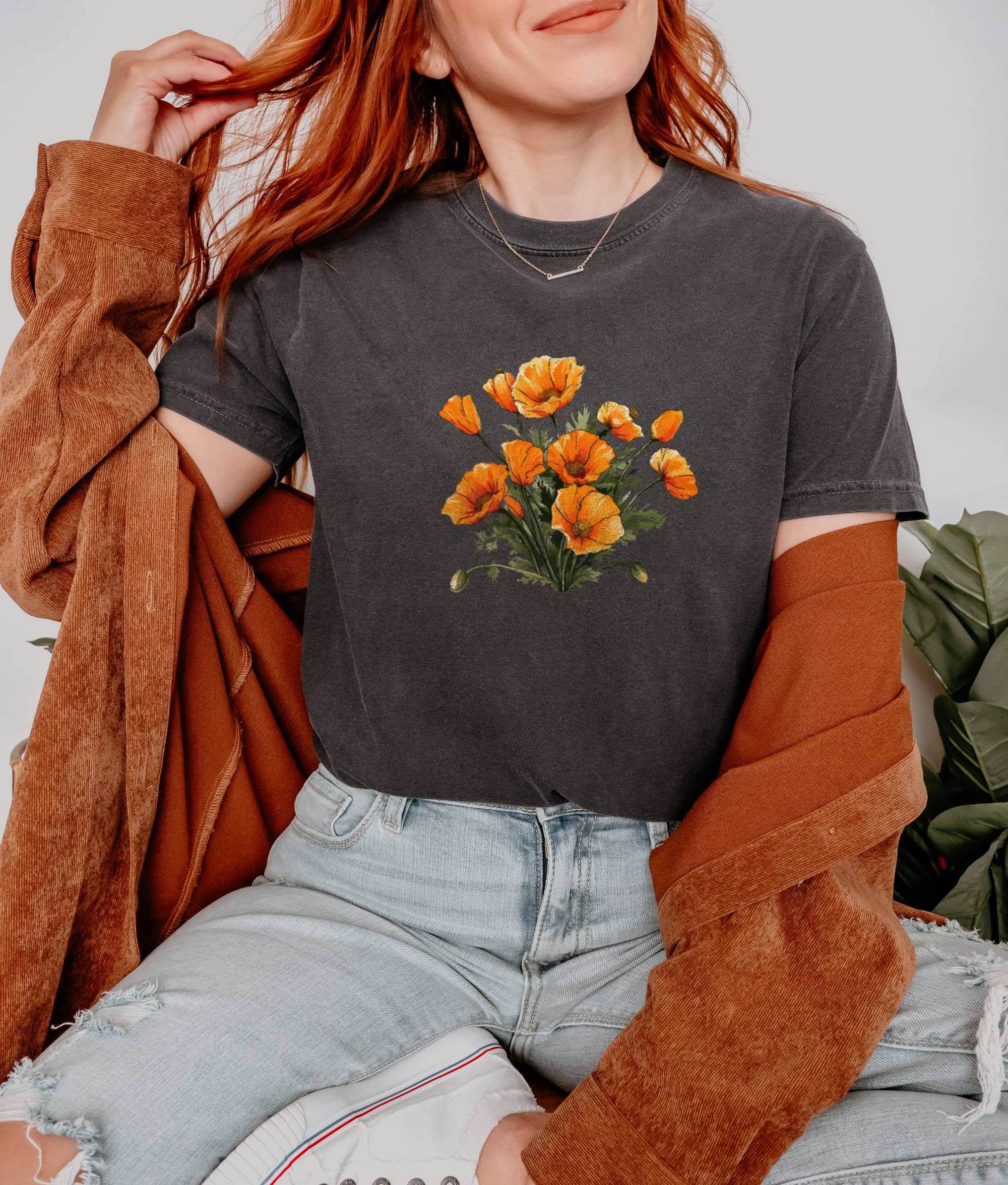 California Poppies Wild Flowers Tshirt Soft Comfort Colors Hoodie, Sweatshirt | PodTeesHub.com