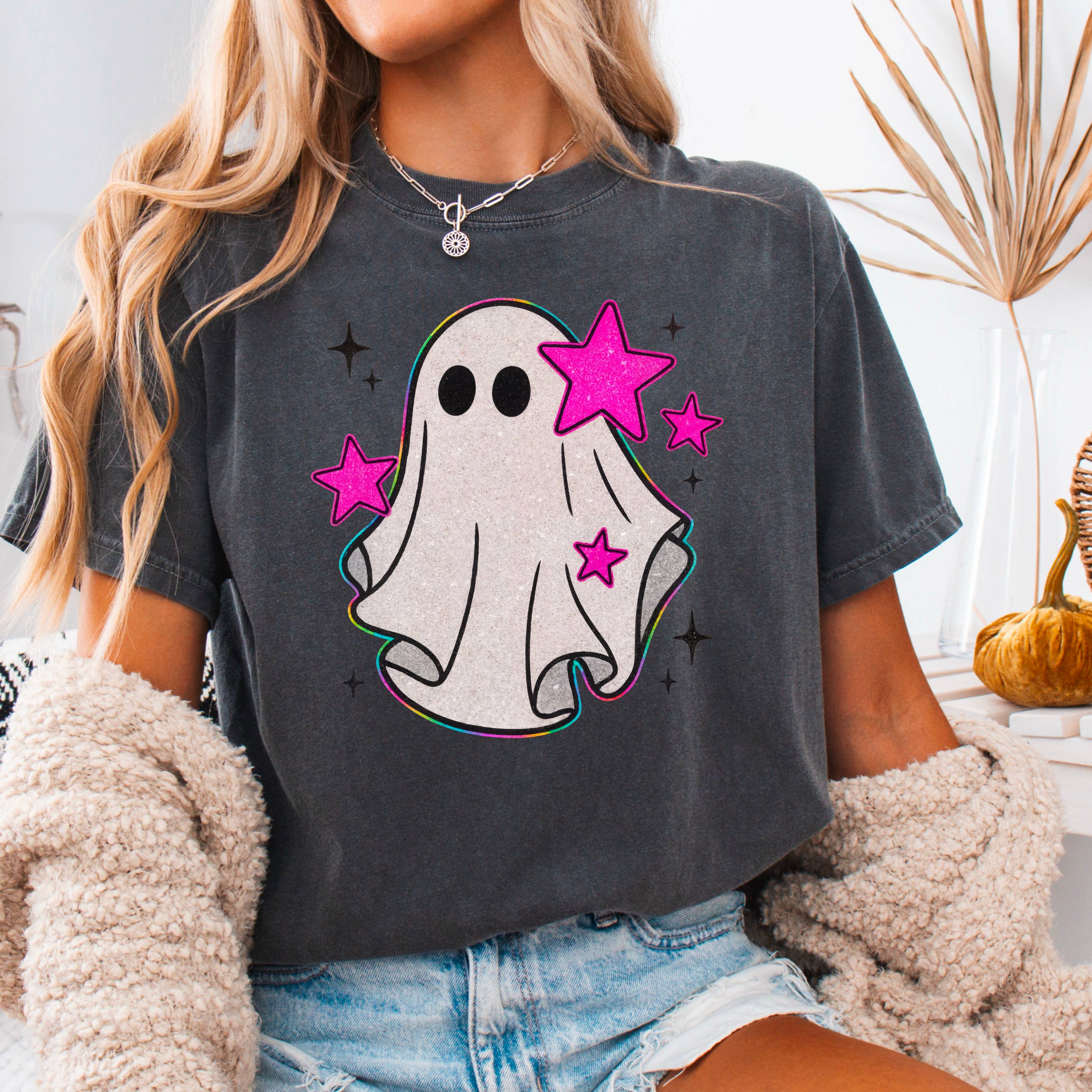Halloween 2025 Preppy Ghost Graphic Shirt | Comfort Color Hoodie, Sweatshirt | PodTeesHub.com