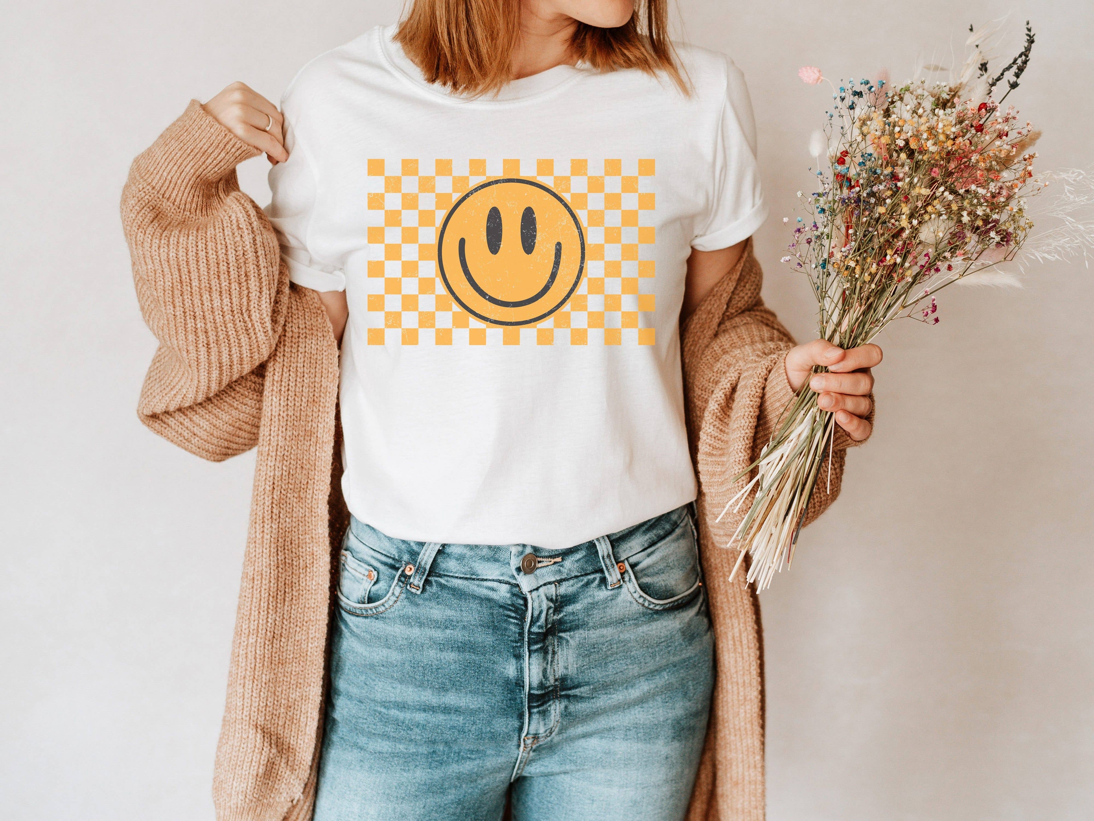 Checkered Smile Tee | Smile T Shirt Hoodie, Sweatshirt | PodTeesHub.com