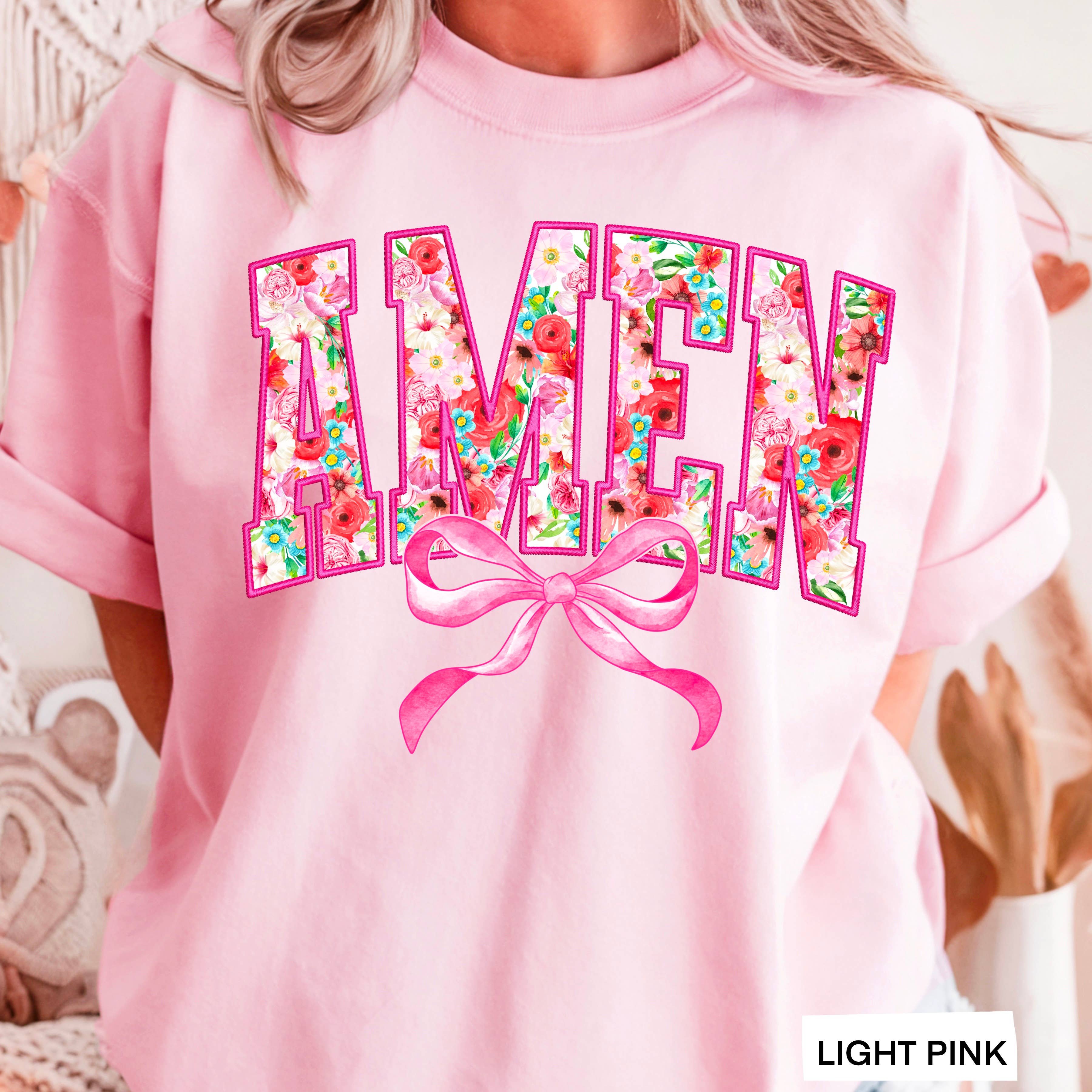 Amen Bow Floral Christian Graphic Tee | Gildan Hoodie, Sweatshirt | PodTeesHub.com