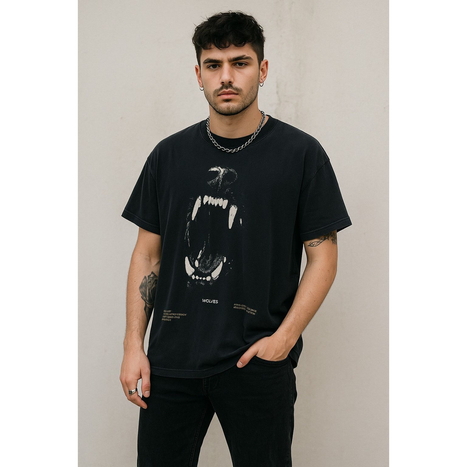 Sport Darc Sport T Shirt Mens Medium Black Wolves Teeth Hoodie, Sweatshirt | PodTeesHub.com