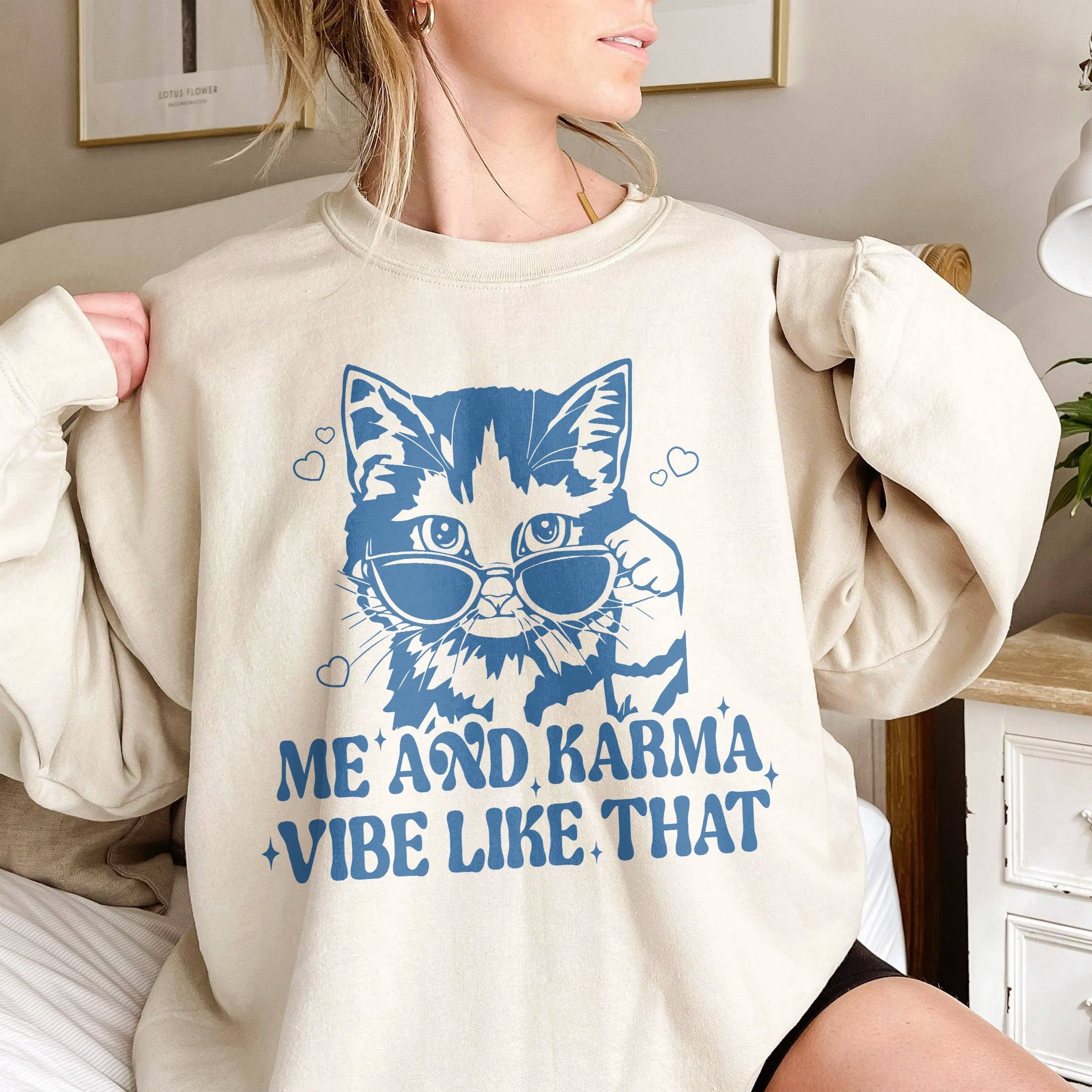 Me and Karma Vibe Like That Shirt - Cat Lover Concert Tee Hoodie, Sweatshirt | PodTeesHub.com
