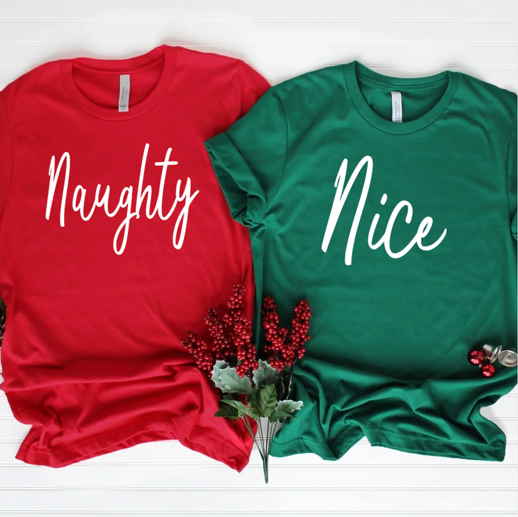 Naughty or Nice Christmas Tee Hoodie, Sweatshirt | PodTeesHub.com