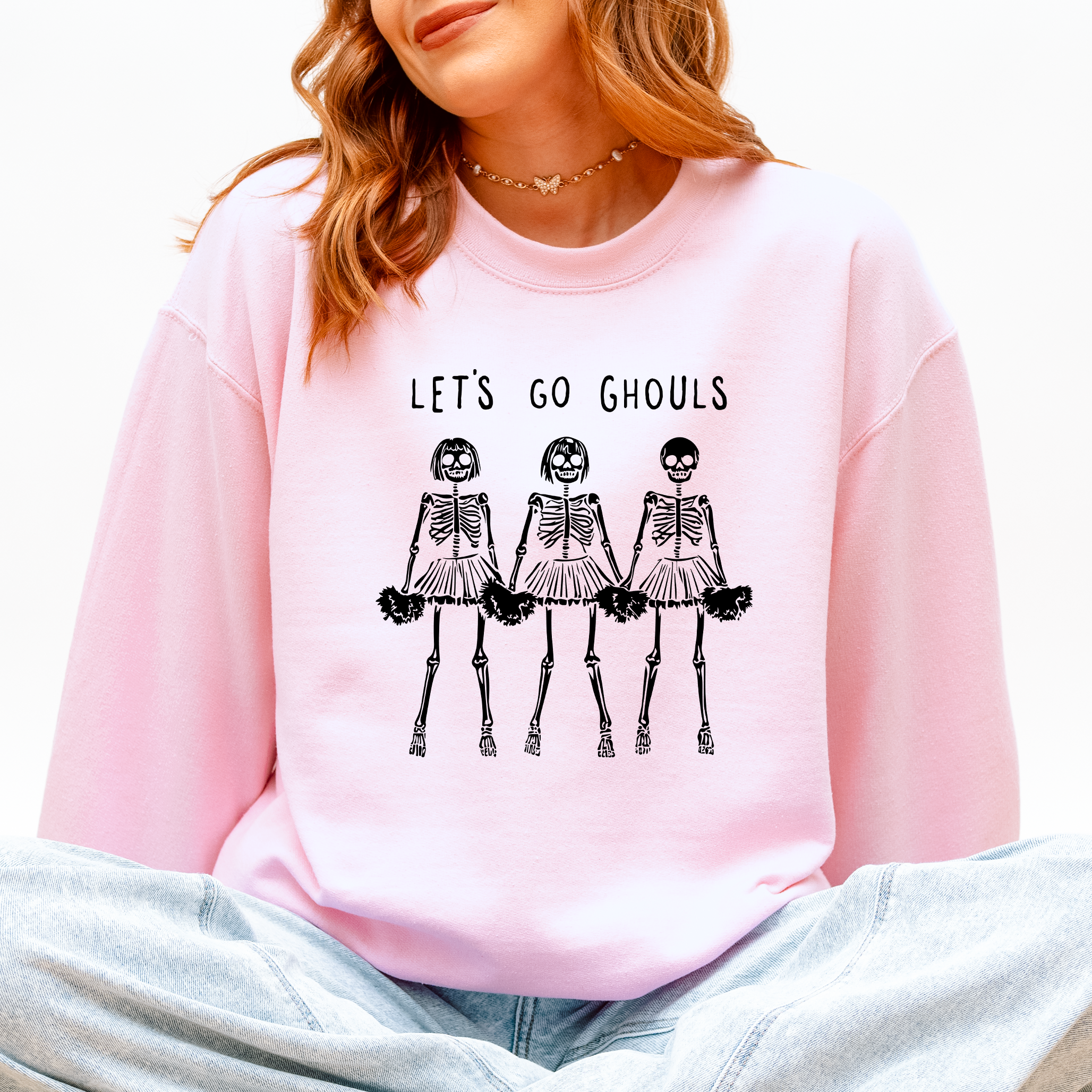 Let's Go Ghouls, Skeleton Cheerleaders Halloween Sweatshirt T-Shirts, Hoodie | PodTeesHub.com