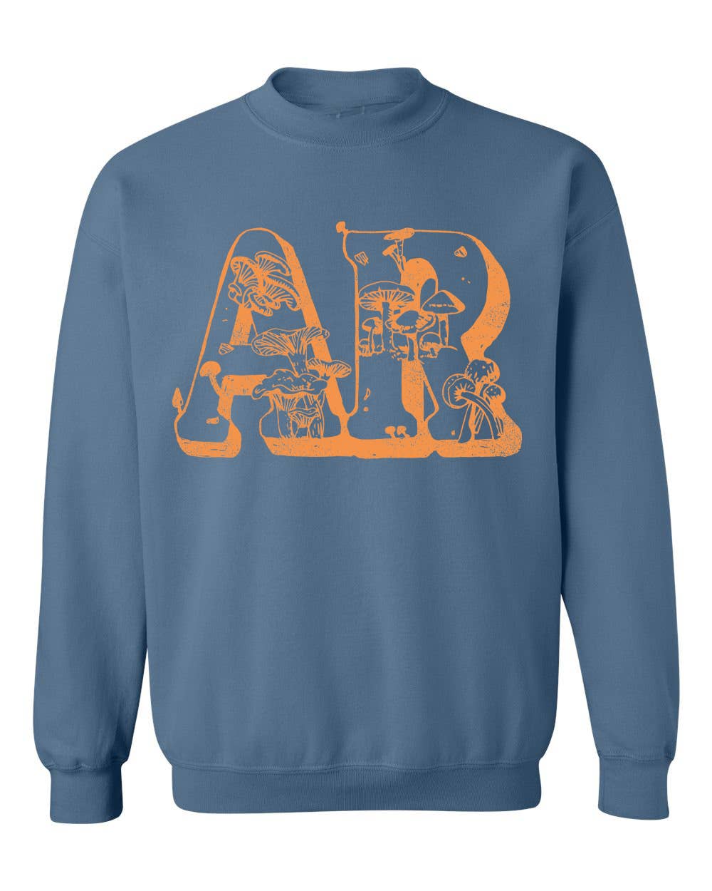 Arkansas Mushroom Indigo Blue Thrifted Graphic Sweatshirt T-Shirts, Hoodie | PodTeesHub.com