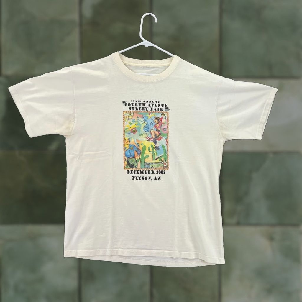 Vintage Tucson Az T Shirt Men Adult Medium White 90s Art Cartoon Classic Colorful Flowers St Hoodie, Sweatshirt