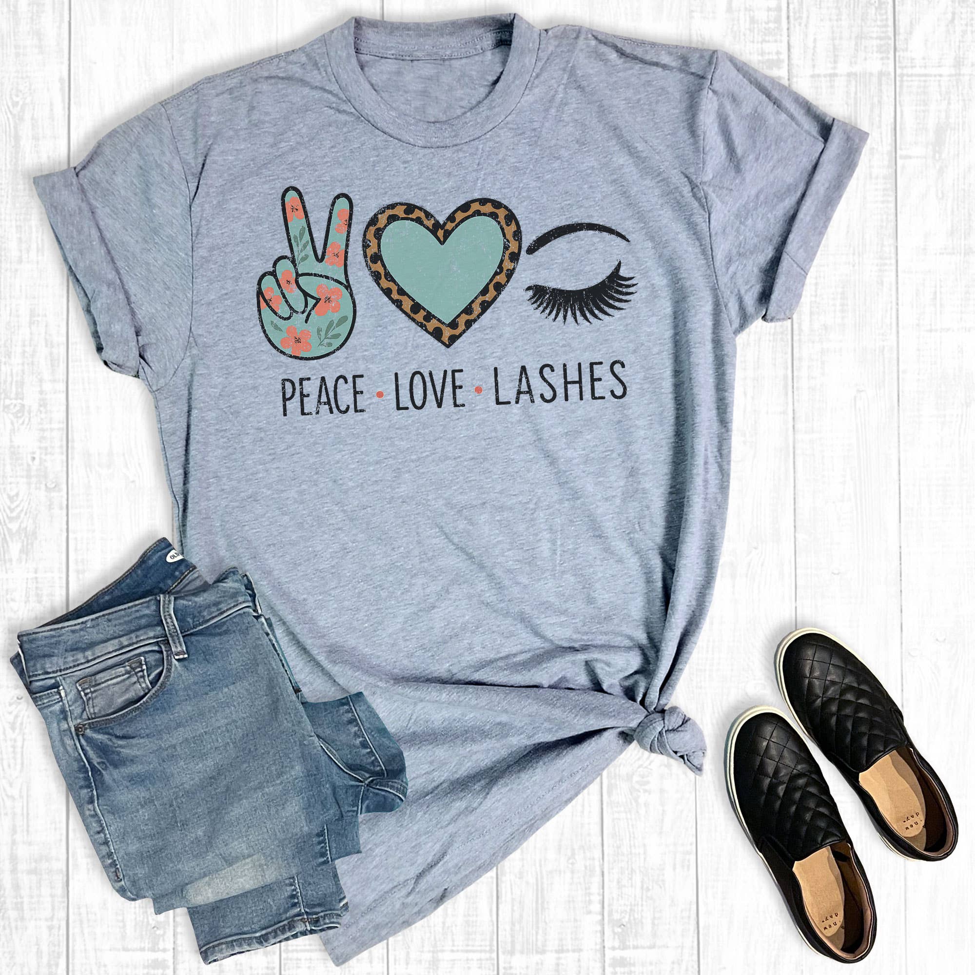 Peace Love Lashes Graphic Tee Hoodie, Sweatshirt | PodTeesHub.com