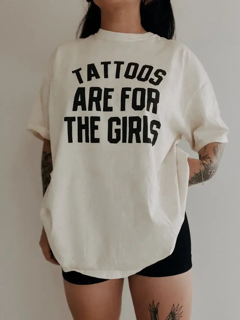 Tattoos Are For the Girls Graphic Tee - Ivory Hoodie, Sweatshirt | PodTeesHub.com