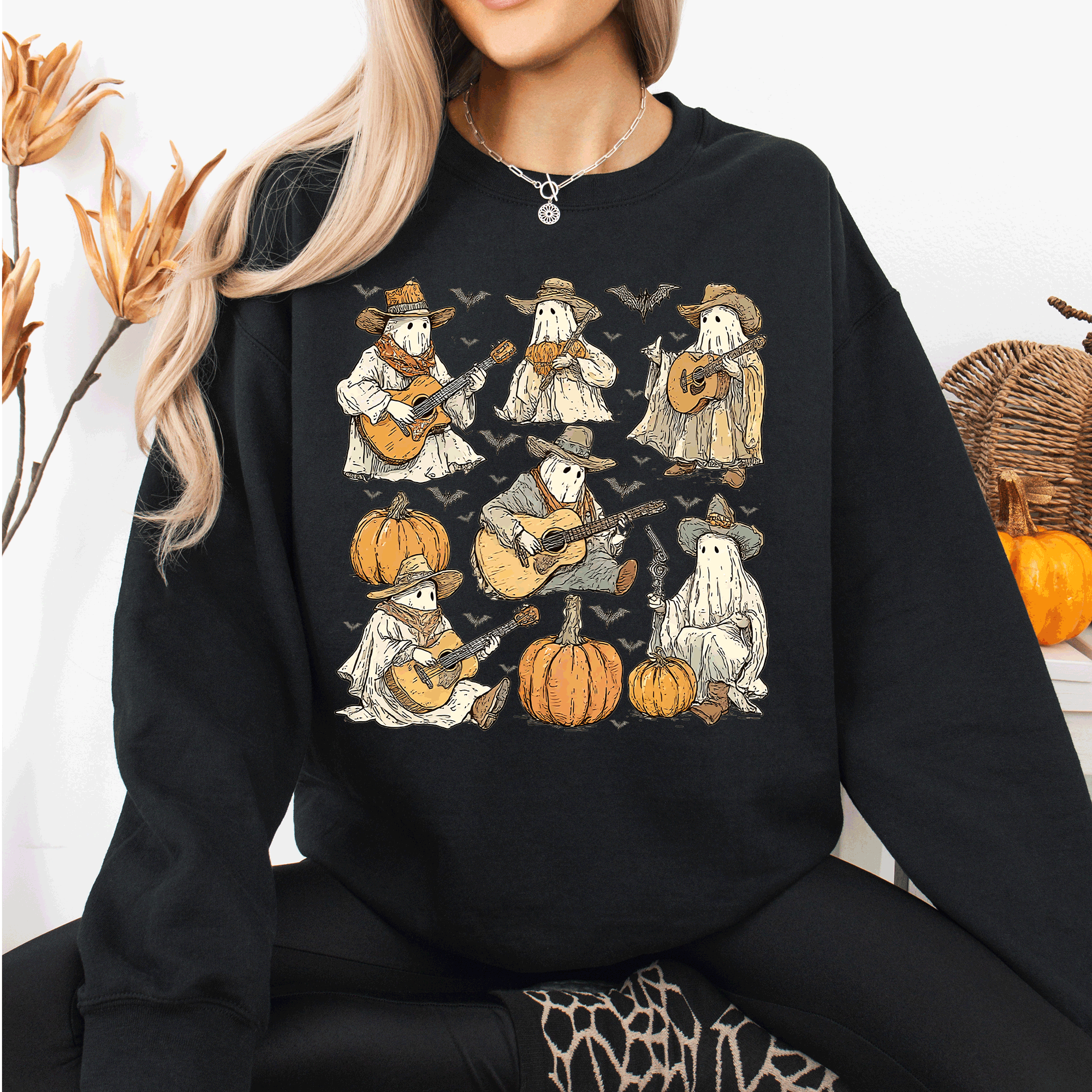 Ghost Cowboys, Halloween, Bats, Spooky Sweatshirt T-Shirts, Hoodie | PodTeesHub.com