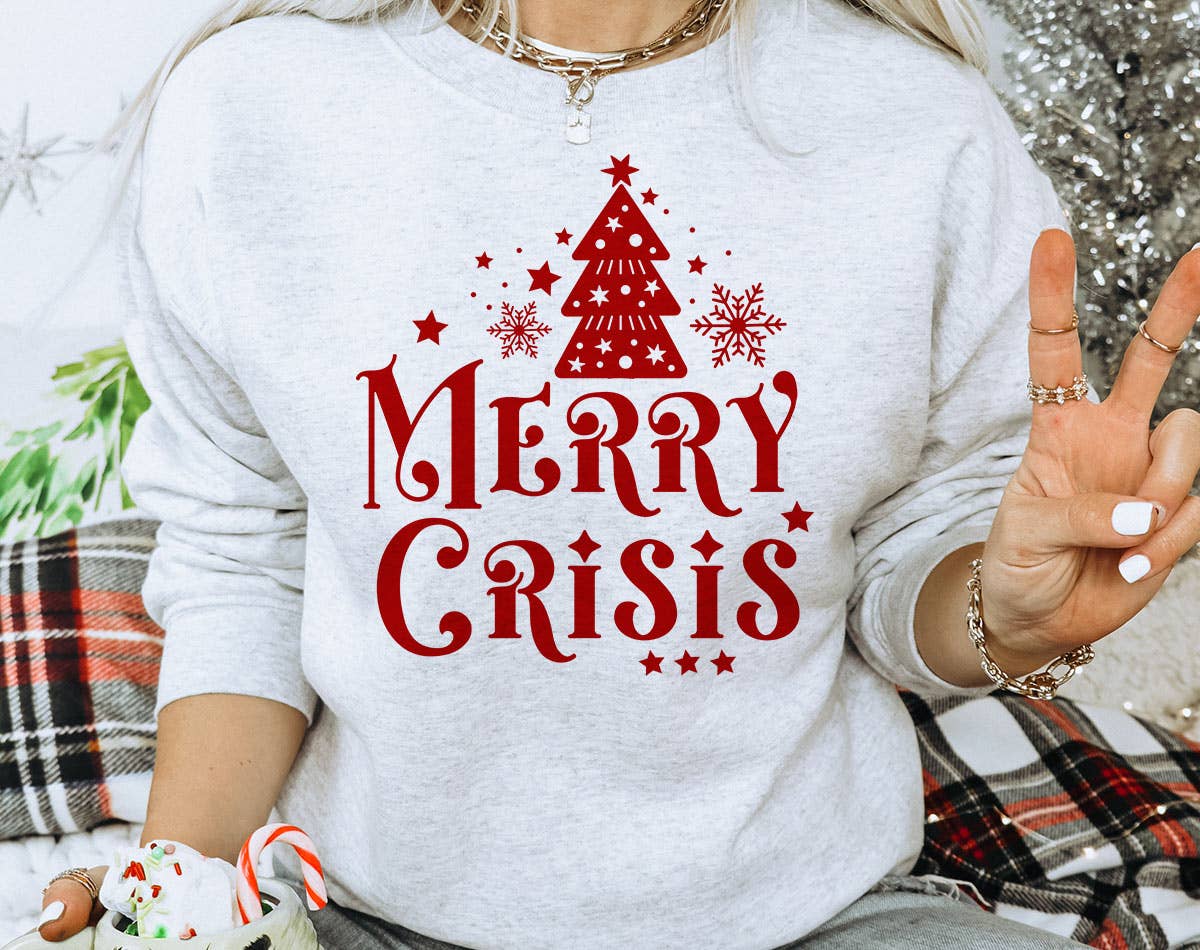 Merry Crisis - Funny Christmas Sweatshirt T-Shirts, Hoodie | PodTeesHub.com
