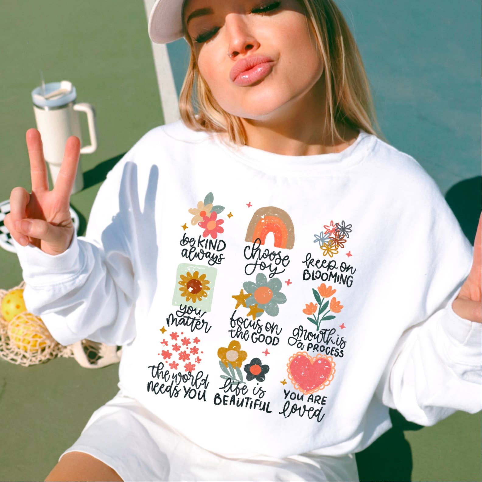 Positive Affirmations Graphic Sweatshirt | Spring 2025 T-Shirts, Hoodie | PodTeesHub.com