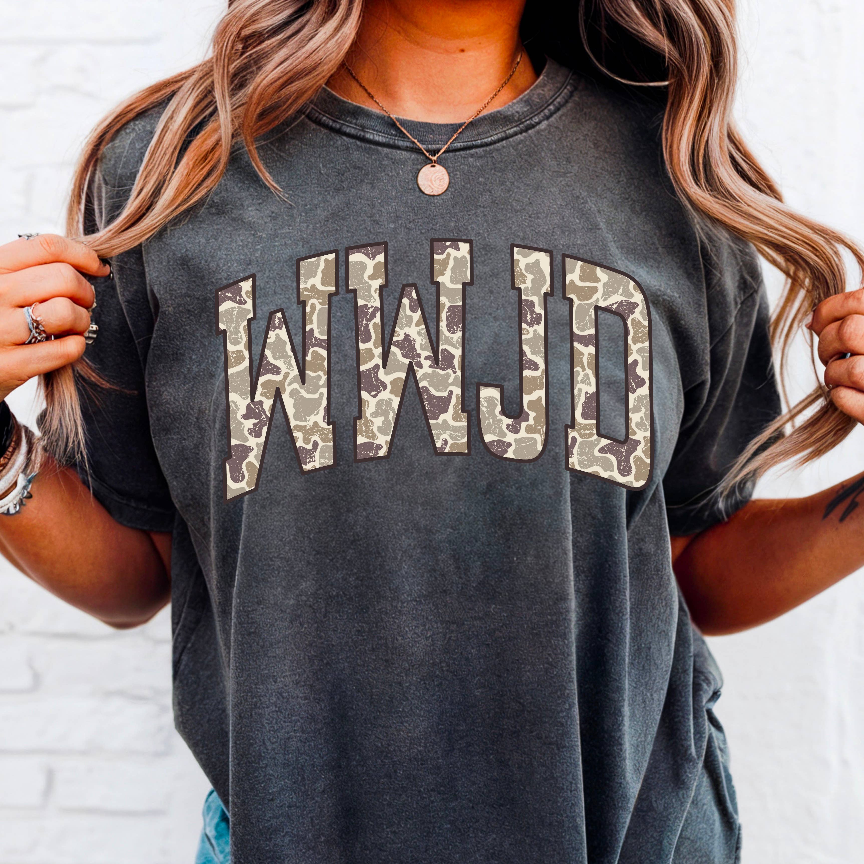 Wwjd Camo Christian Graphic Shirt | Comfort Color Hoodie, Sweatshirt | PodTeesHub.com