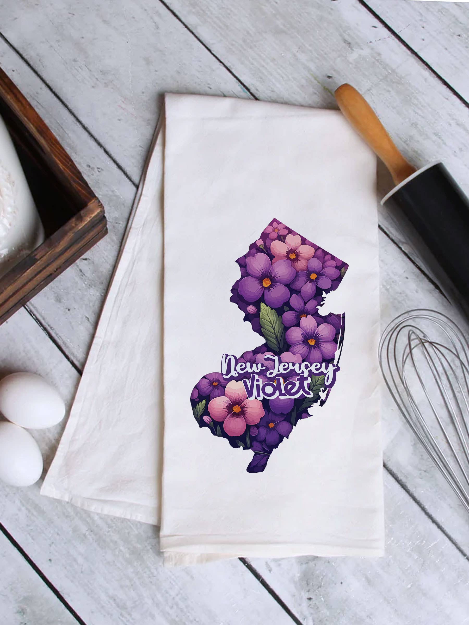 New Jersey State Flower Violet Tea Towel Dish & Kitchen T-Shirts, Hoodie, Sweatshirt | PodTeesHub.com