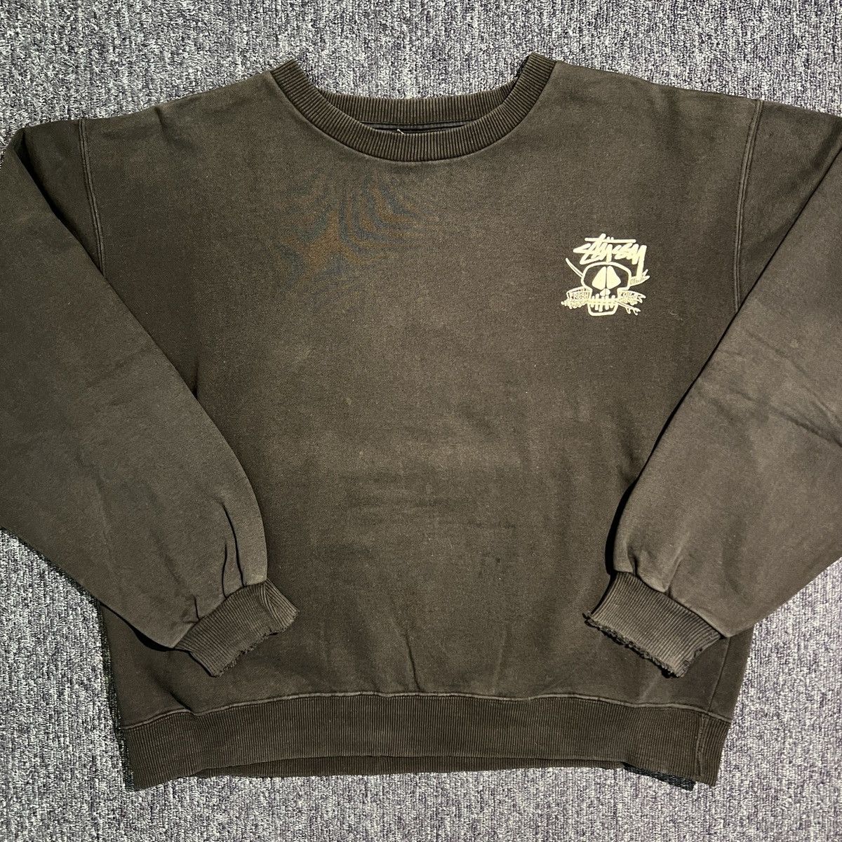 Vintage 90s Stussy Skull Graphic Sweatshirt T-Shirts, Hoodie | PodTeesHub.com