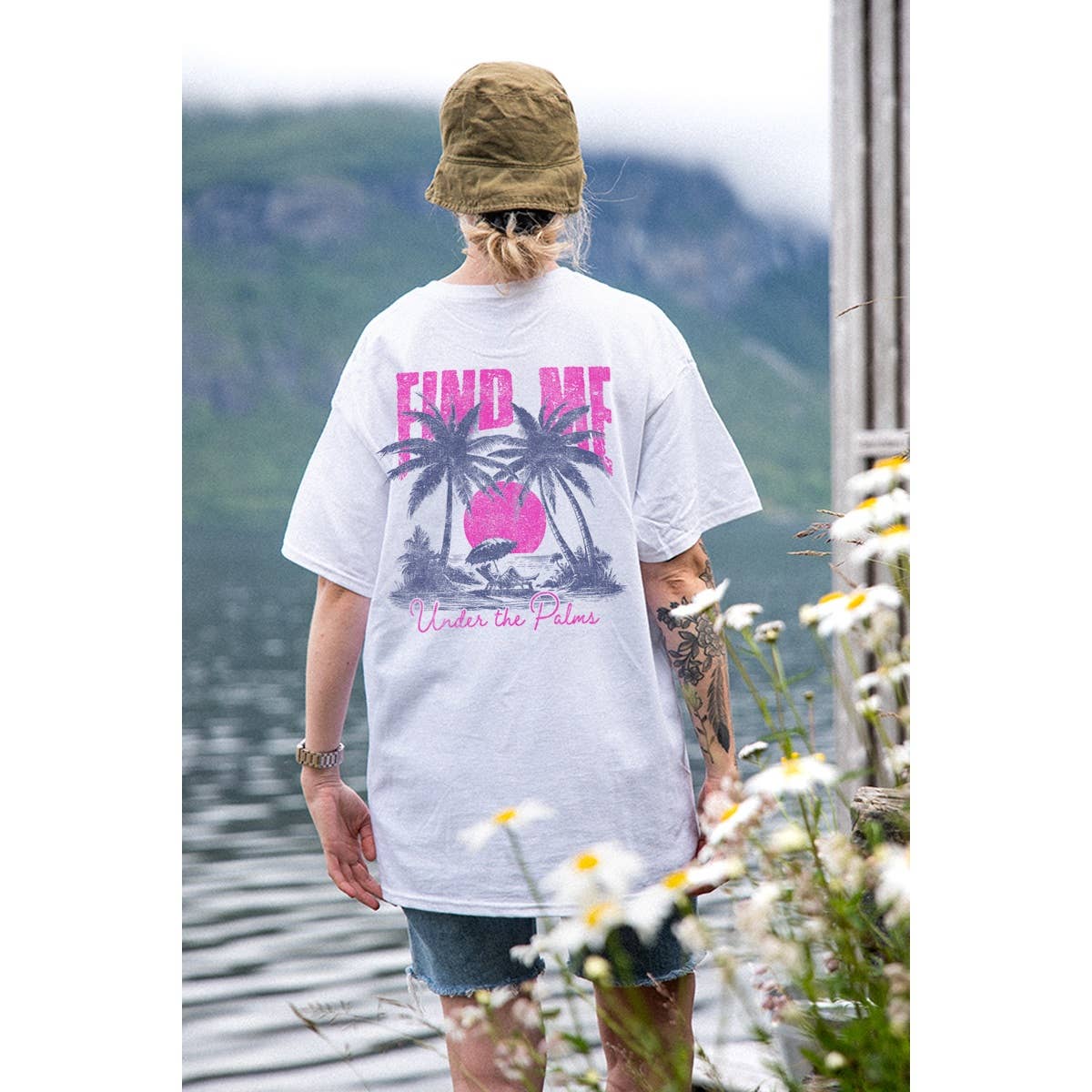 Find Me Under the Palms  Graphic  Oversized Tee Hoodie, Sweatshirt | PodTeesHub.com