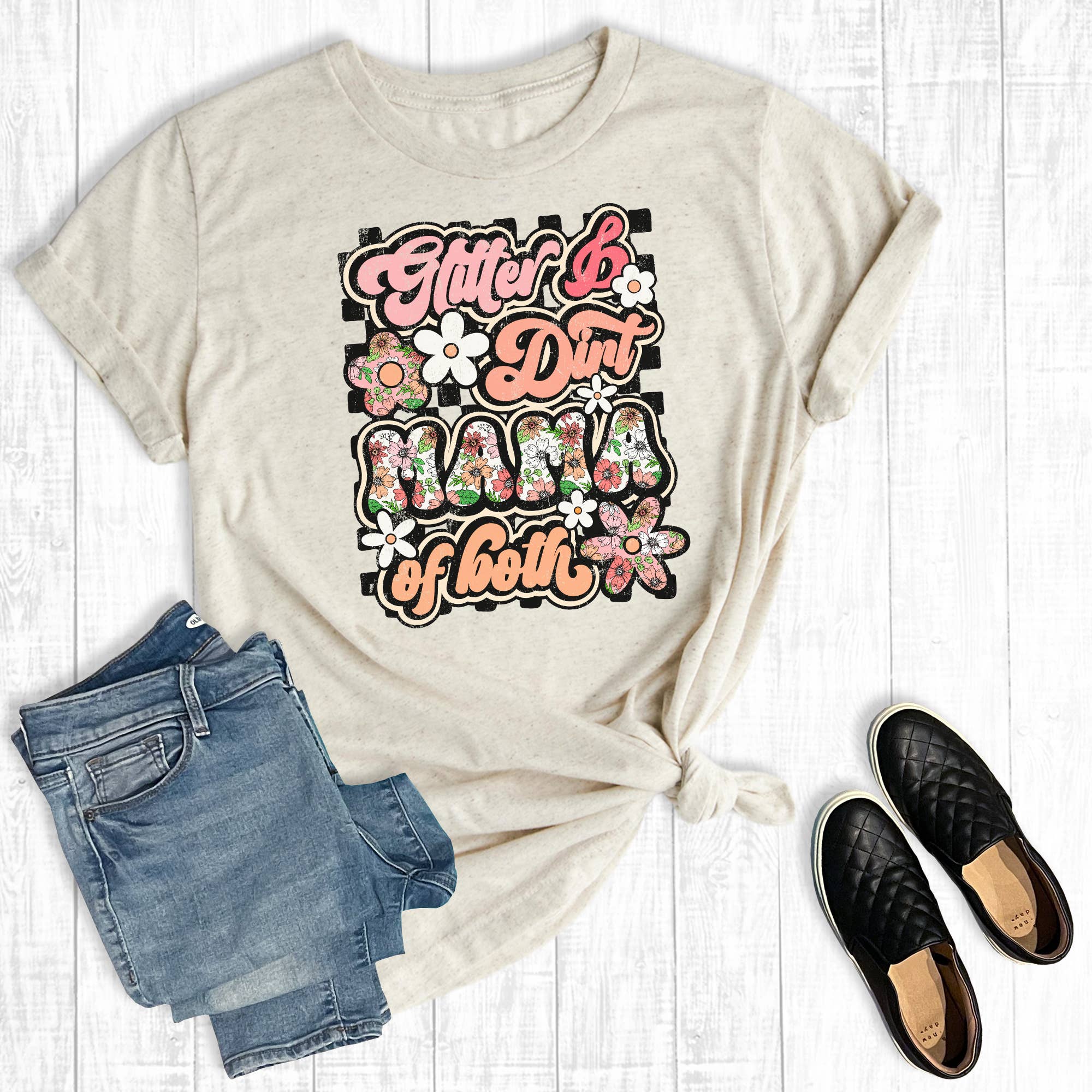 Boho Mama Glitter and Dirt Graphic Tee Hoodie, Sweatshirt | PodTeesHub.com