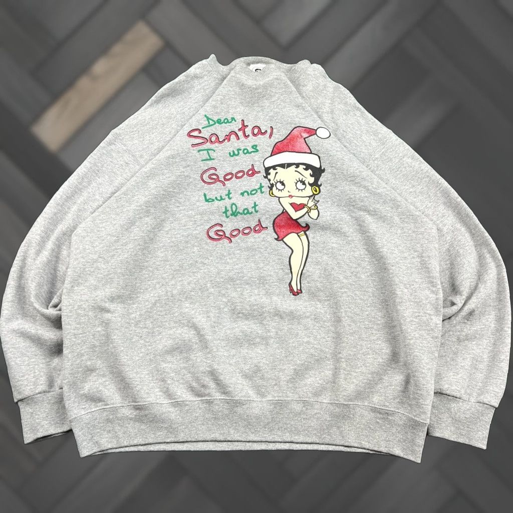 Vintage Betty Boop Christmas Santa Graphic Crewneck Sweatshirt Mens Xl Gray Y2k T-Shirts, Hoodie | PodTeesHub.com
