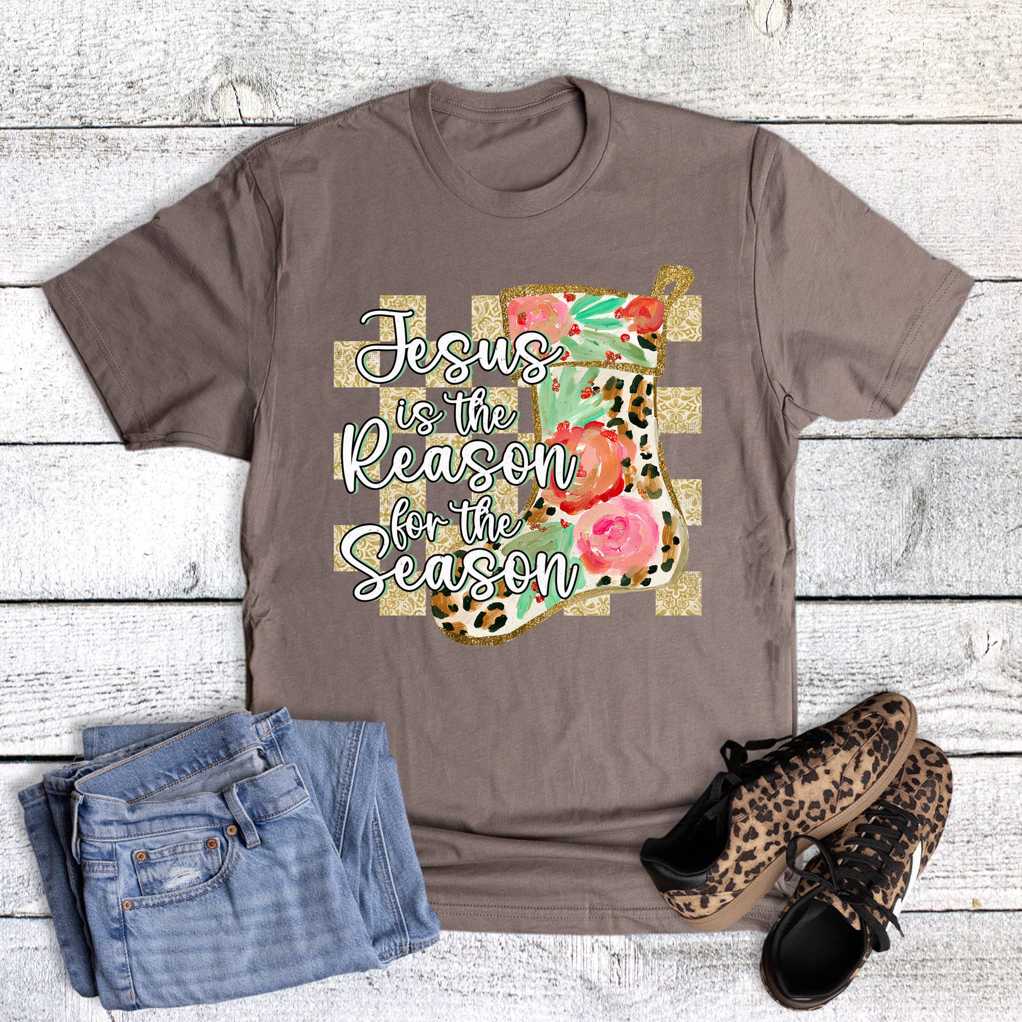 Christmas Faith Watercolor Jesus Is the Reason Graphic Tee Hoodie, Sweatshirt | PodTeesHub.com