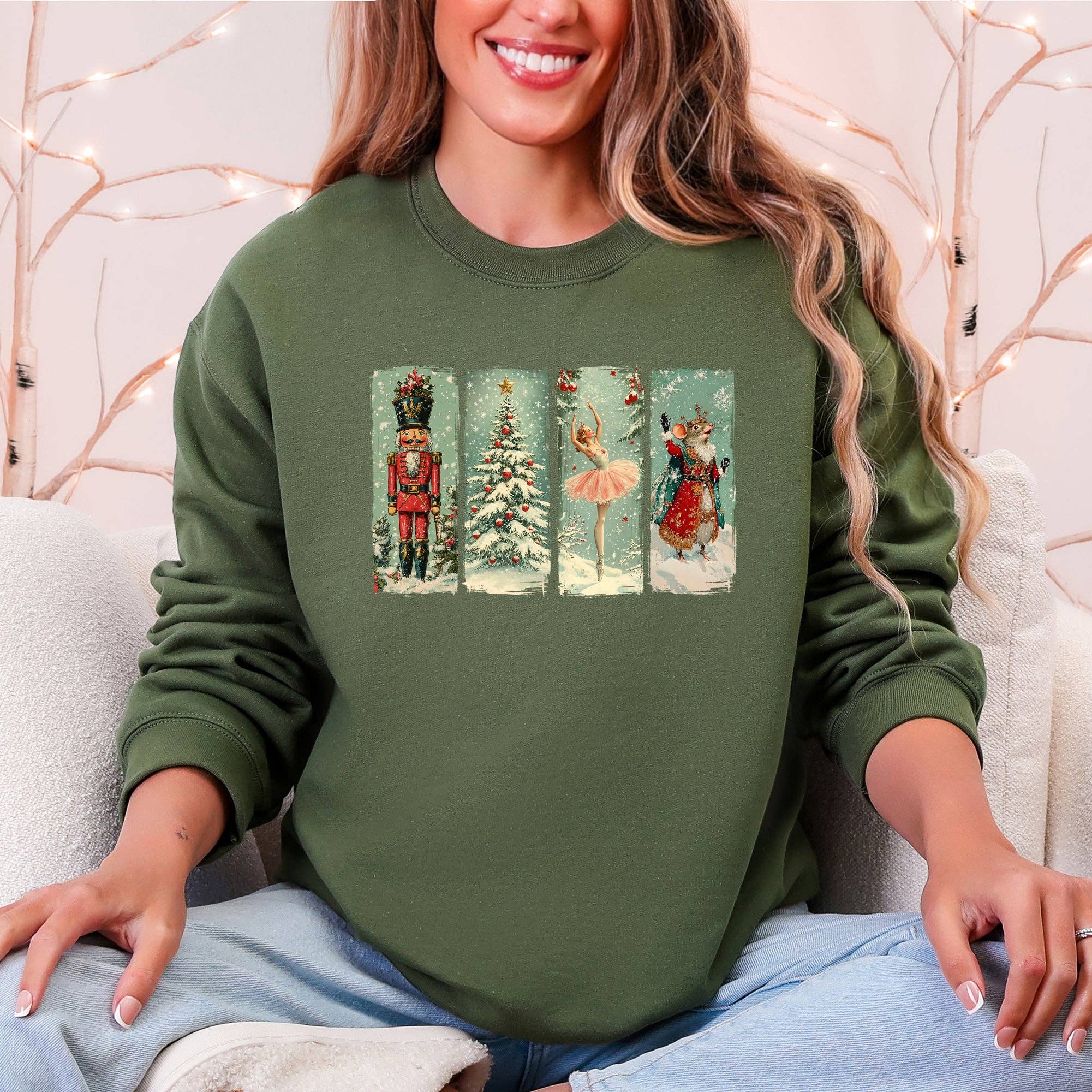 Nutcracker Ballet, Santa, Christmas, Retro Sweatshirt T-Shirts, Hoodie | PodTeesHub.com