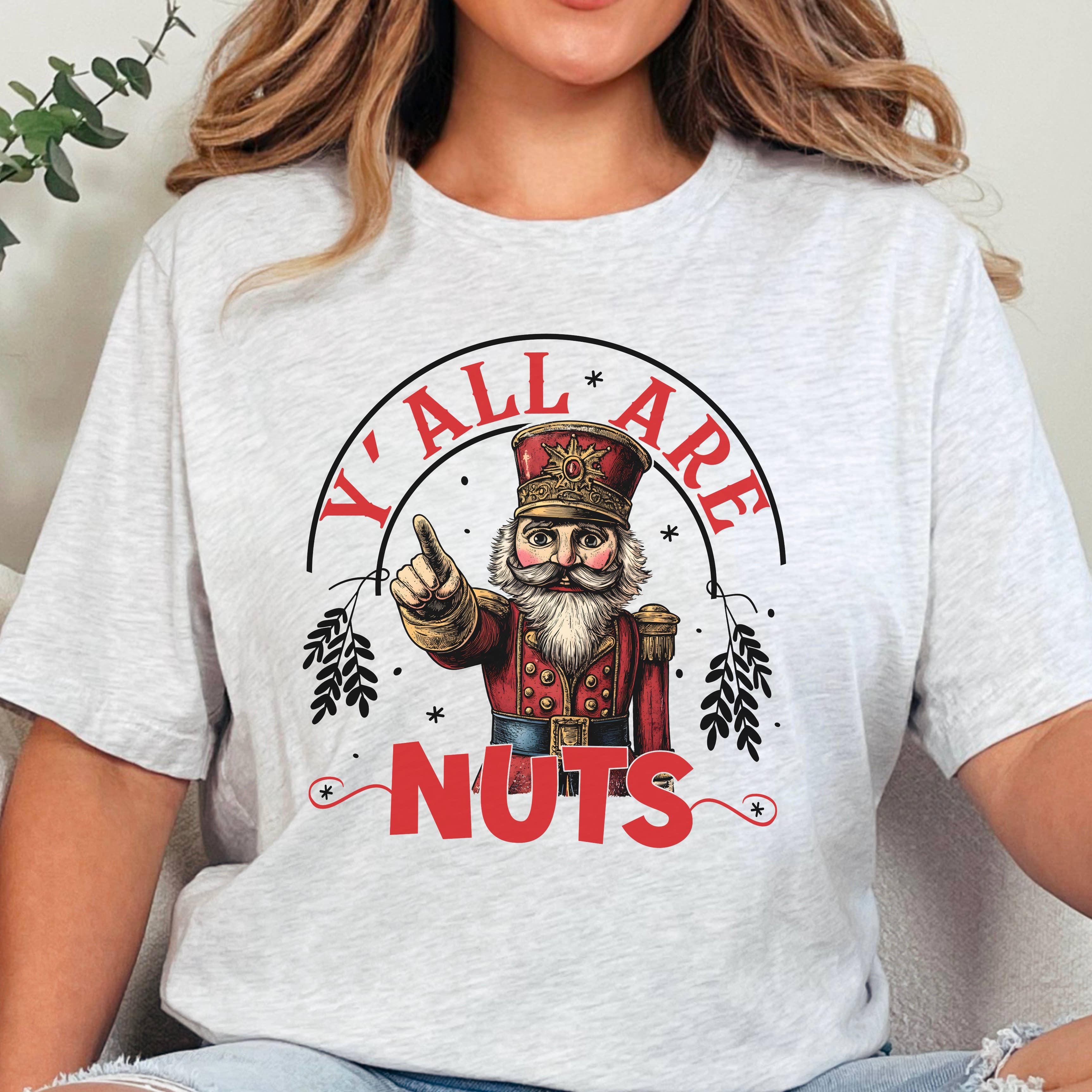 Yall Are Nuts Christmas 2025 Graphic Tee | Gildan Hoodie, Sweatshirt | PodTeesHub.com