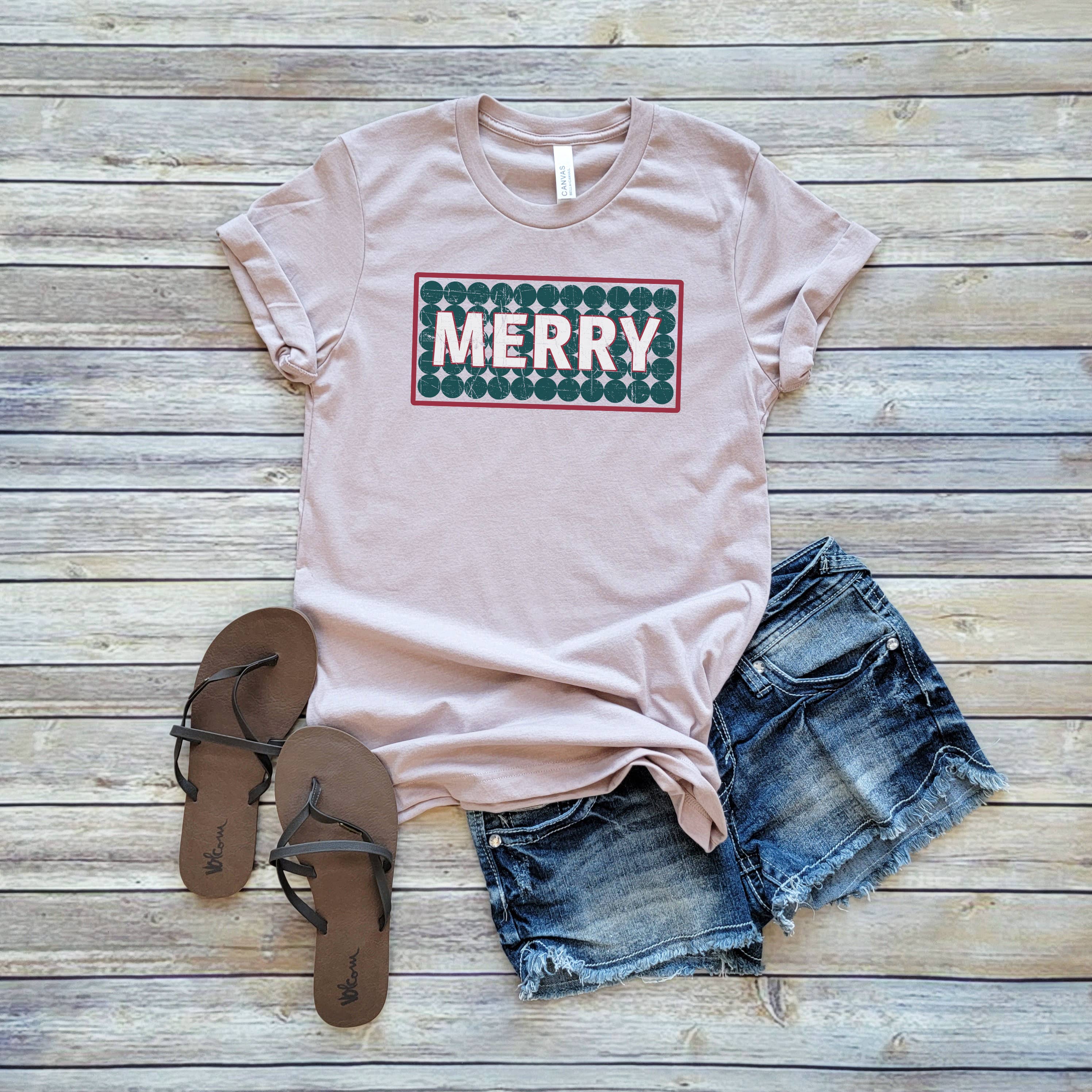 Retro Merry Tee | Christmas | Sizes XS-2XL Hoodie, Sweatshirt | PodTeesHub.com