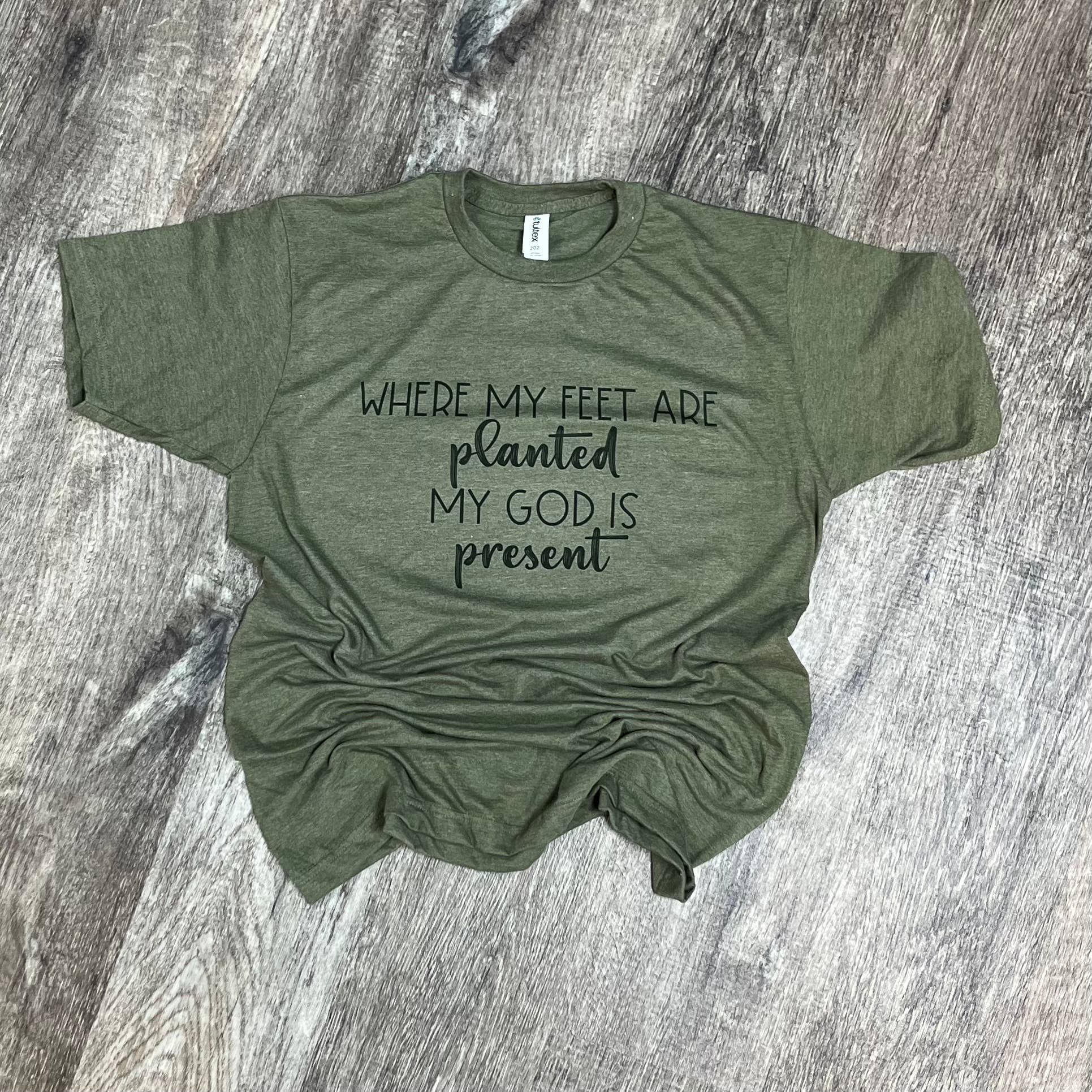 Where My Feet Are Planted On Heather Military Green Tee Hoodie, Sweatshirt | PodTeesHub.com