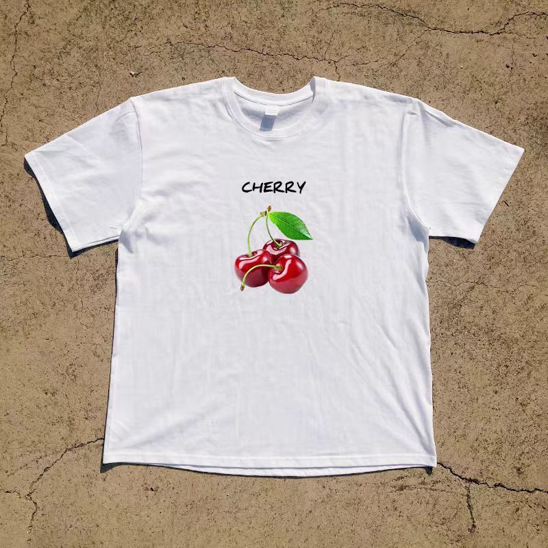 Vintage Cherry Print Street Retro Cotton T-Shirts, Hoodie, Sweatshirt