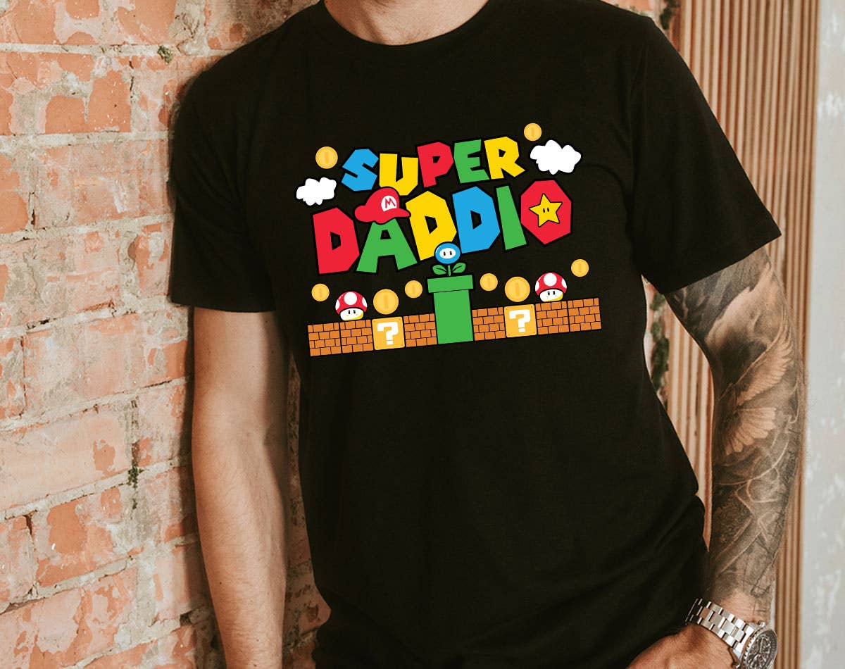 Super Daddio Dad -  Video Game Father's Day T-Shirt Hoodie, Sweatshirt | PodTeesHub.com