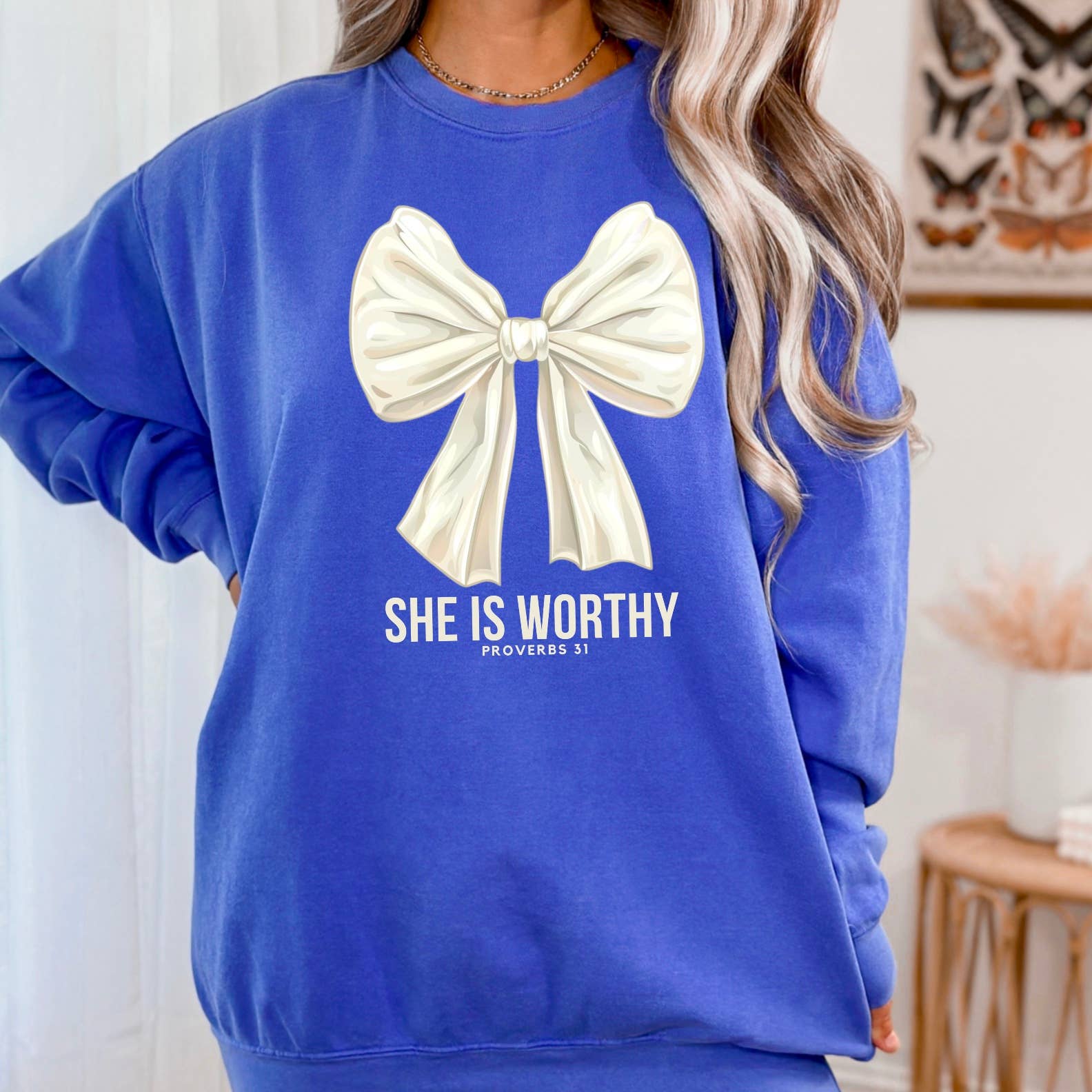 She Is Worthy Sweatshirt  | Christian Apparel | Proverbs T-Shirts, Hoodie | PodTeesHub.com